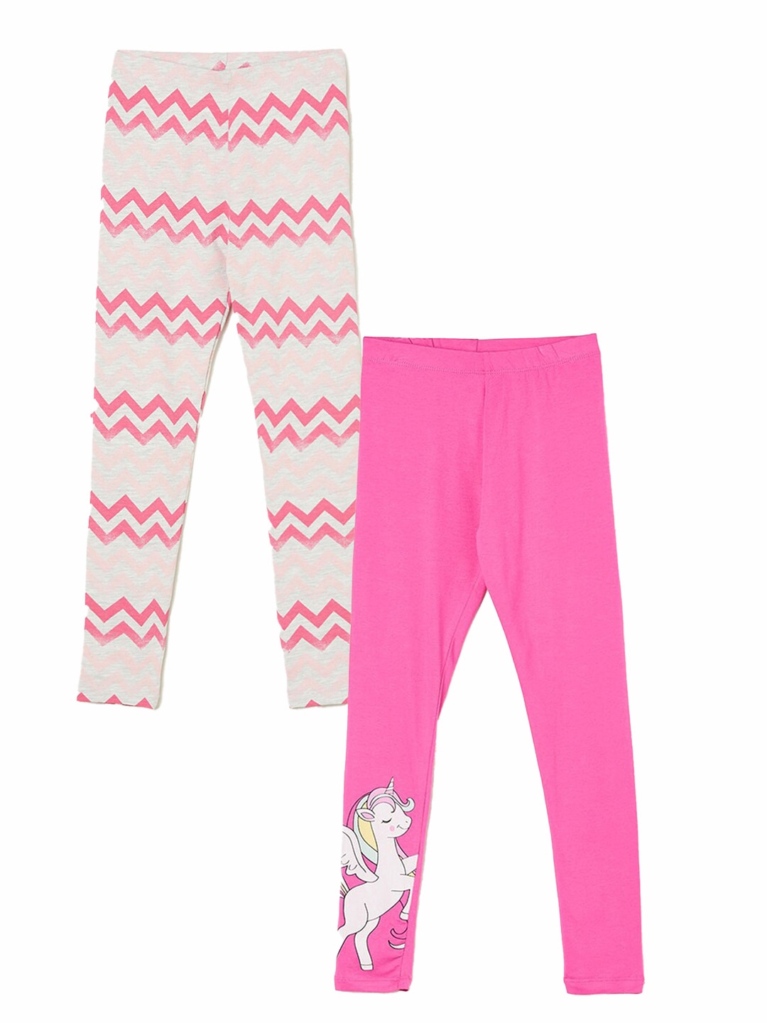 

Fame Forever by Lifestyle Girls Pack Of 2 Printed Ankle Length Leggings, Pink