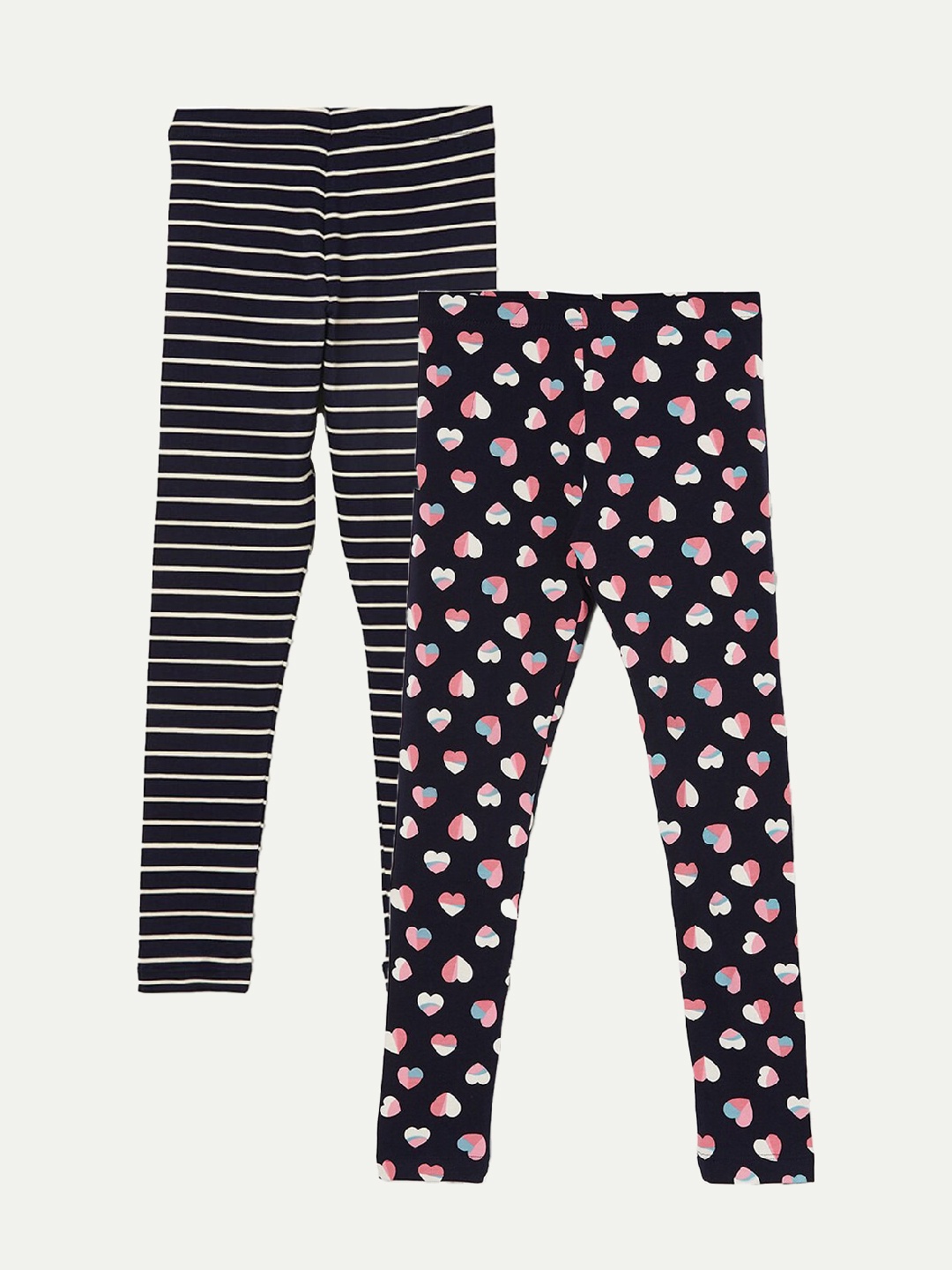 

Fame Forever by Lifestyle Girls Pack Of 2 Printed Ankle Length Leggings, Navy blue