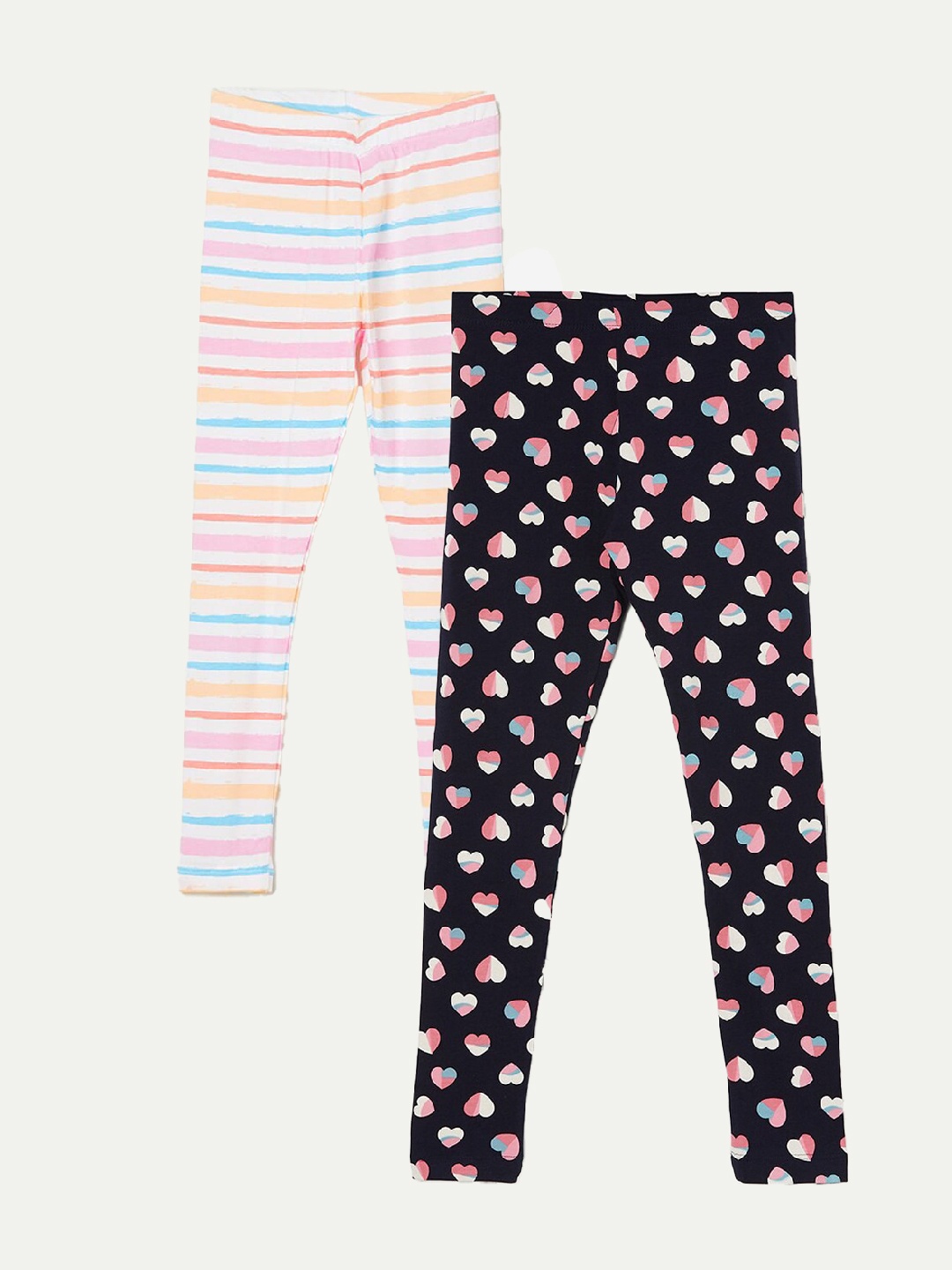 

Fame Forever by Lifestyle Girls Pack Of 2 Printed Ankle Length Leggings, Blue