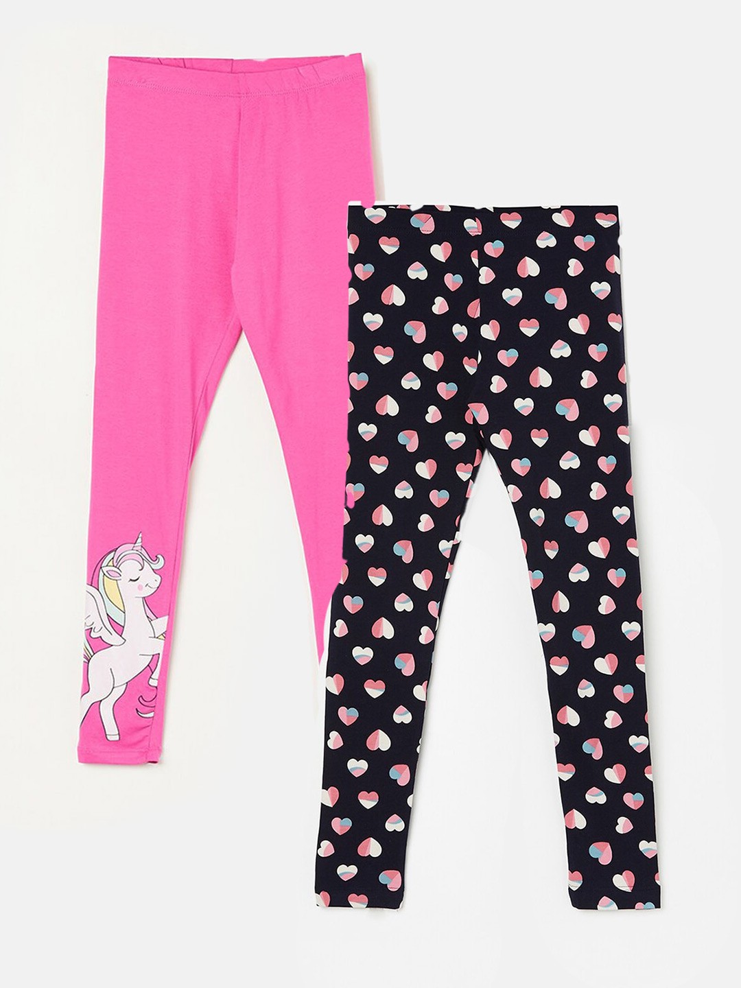 

Fame Forever by Lifestyle Girls Pack Of 2 Printed Ankle Length Leggings, Black