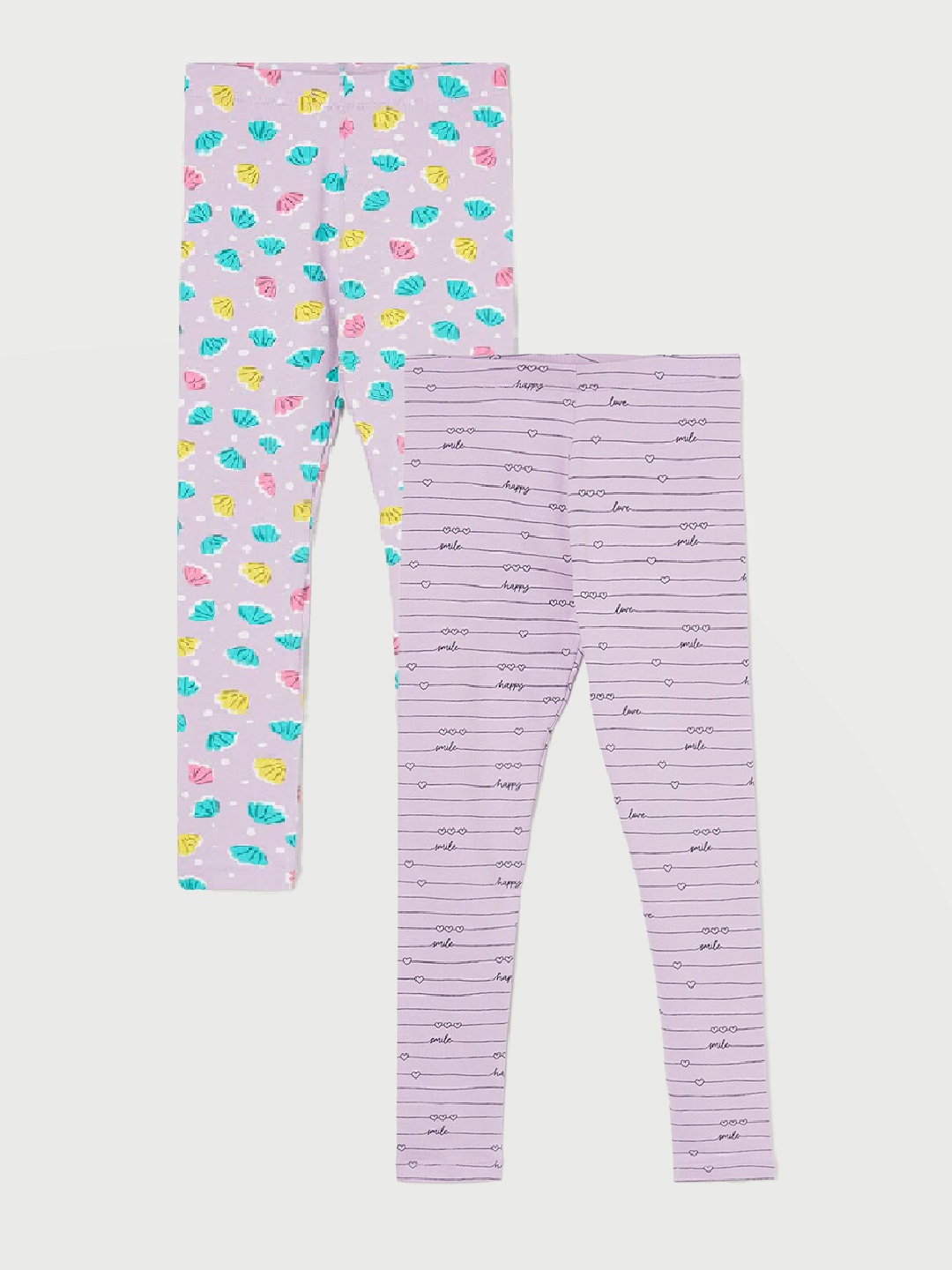 

Fame Forever by Lifestyle Girls Pack Of 2 Printed Ankle Length Leggings, Purple