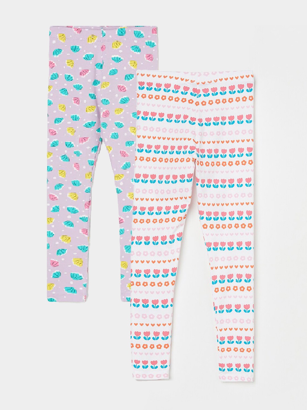 

Fame Forever by Lifestyle Girls Pack Of 2 Printed Ankle Length Leggings, White