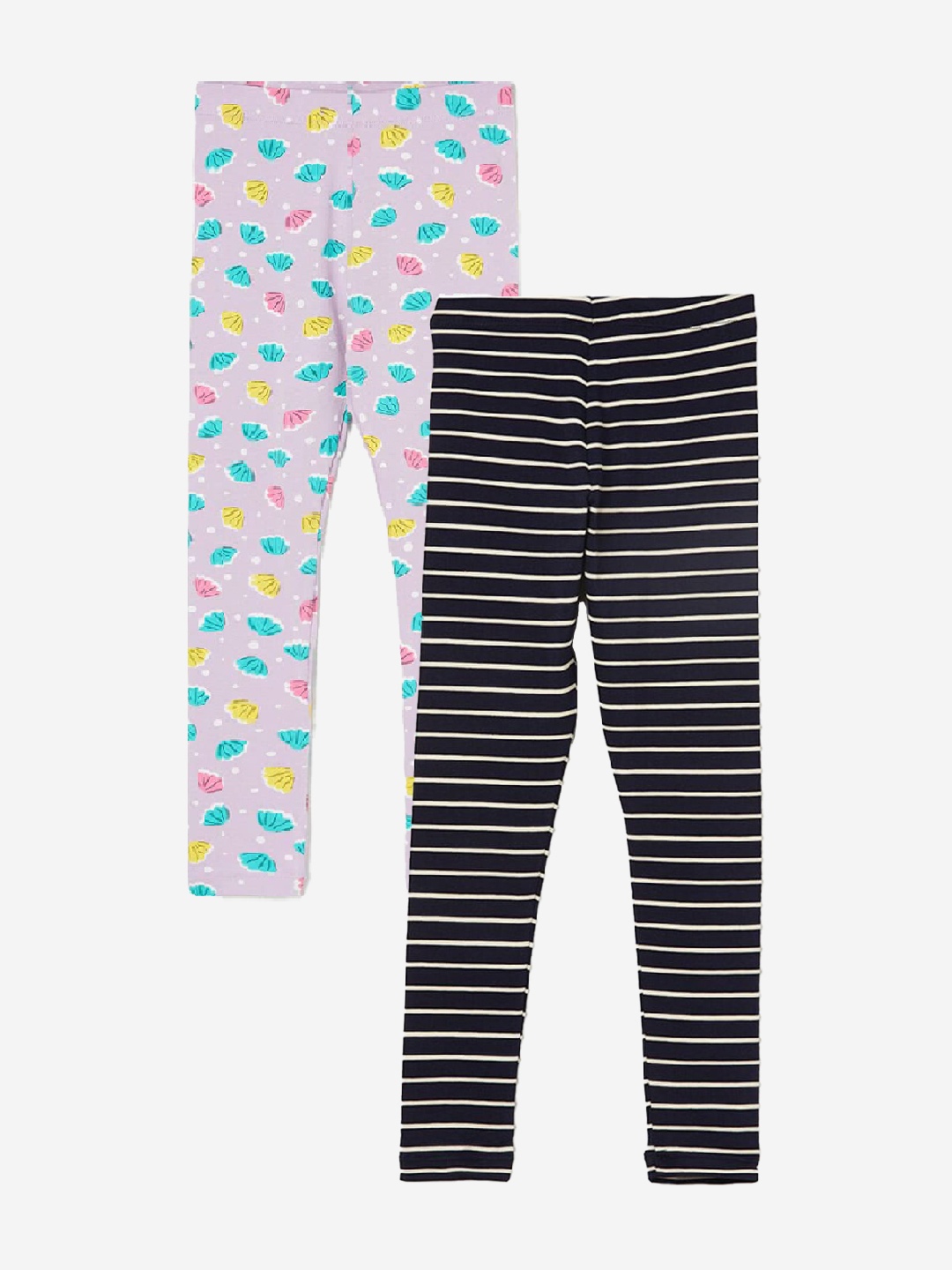

Fame Forever by Lifestyle Girls Pack Of 2 Printed Ankle Length Leggings, Navy blue