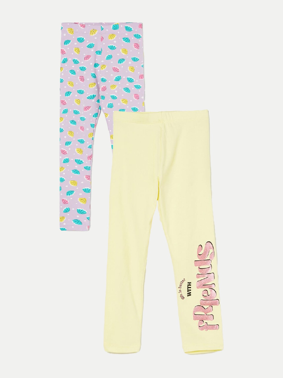 

Fame Forever by Lifestyle Girls Pack Of 2 Printed Ankle Length Leggings, Yellow