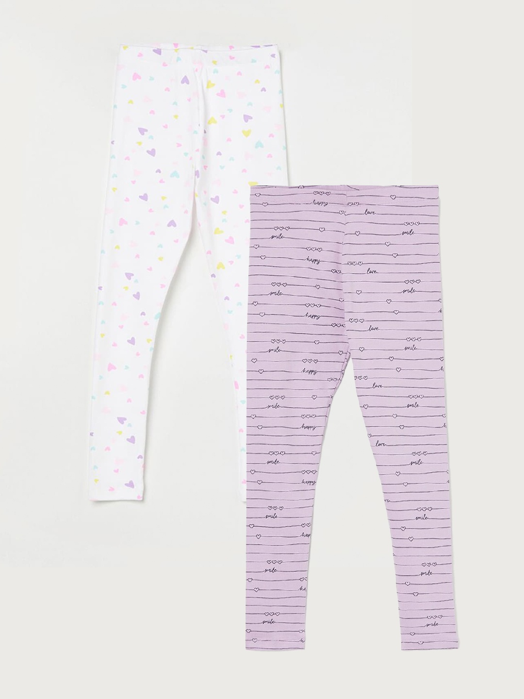 

Fame Forever by Lifestyle Girls Pack Of 2 Printed Ankle Length Leggings, Purple