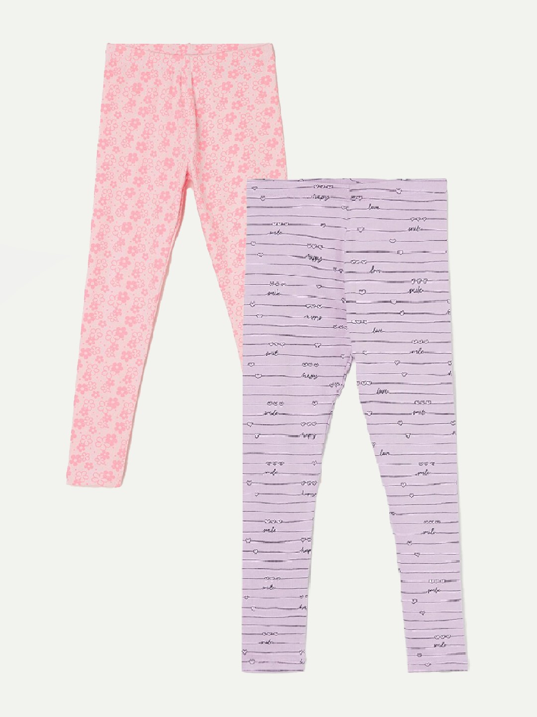 

Fame Forever by Lifestyle Girls Pack Of 2 Printed Ankle Length Leggings, Purple