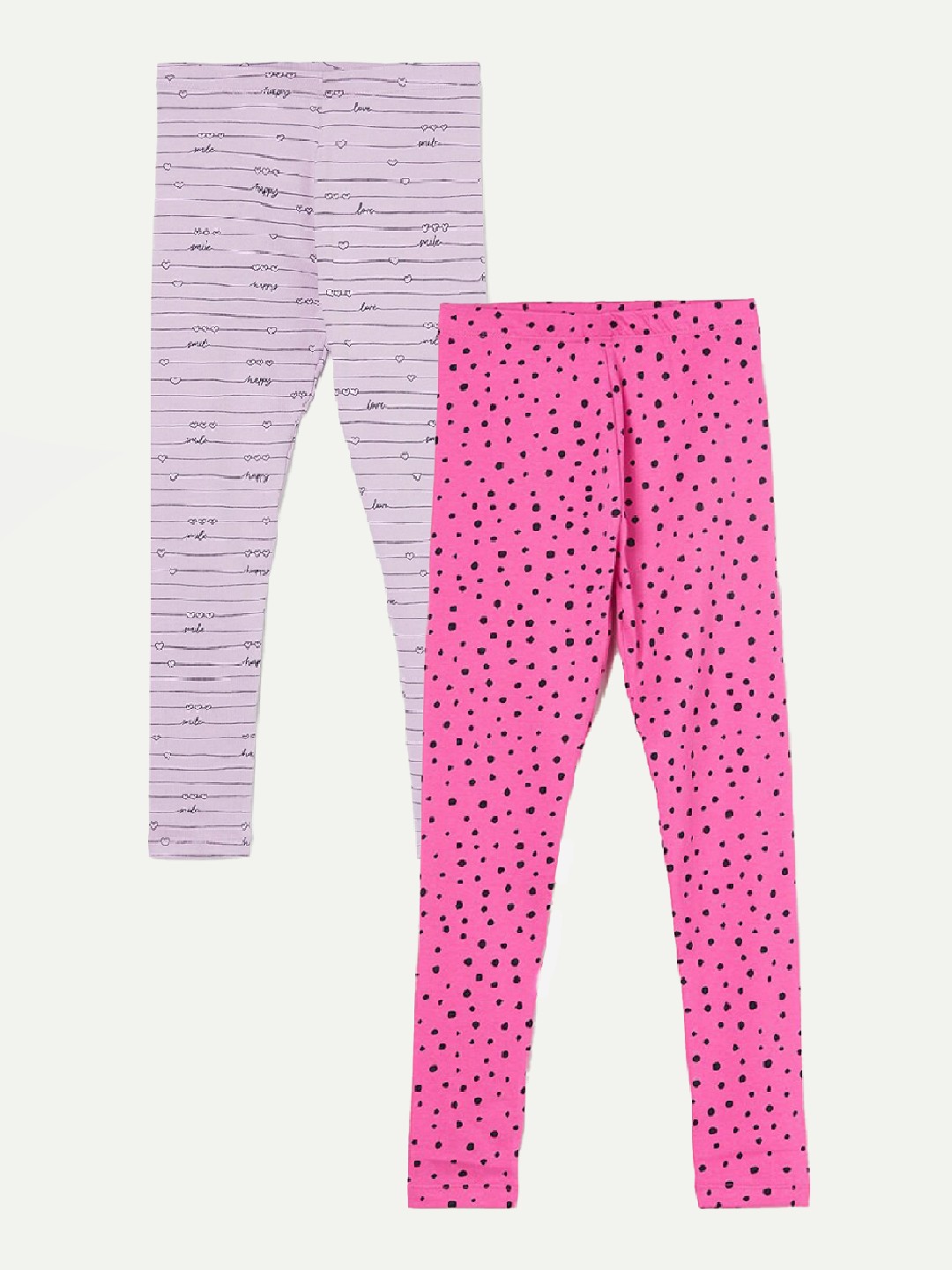 

Fame Forever by Lifestyle Girls Pack Of 2 Printed Ankle Length Leggings, Pink