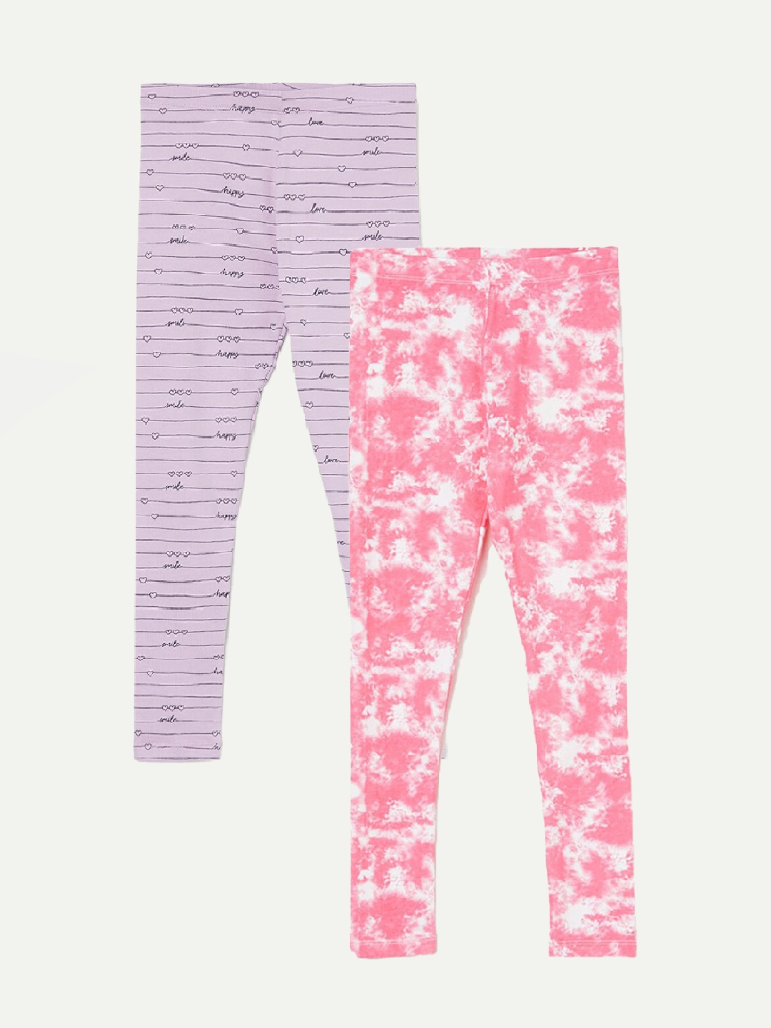 

Fame Forever by Lifestyle Girls Pack Of 2 Printed Ankle Length Leggings, Pink