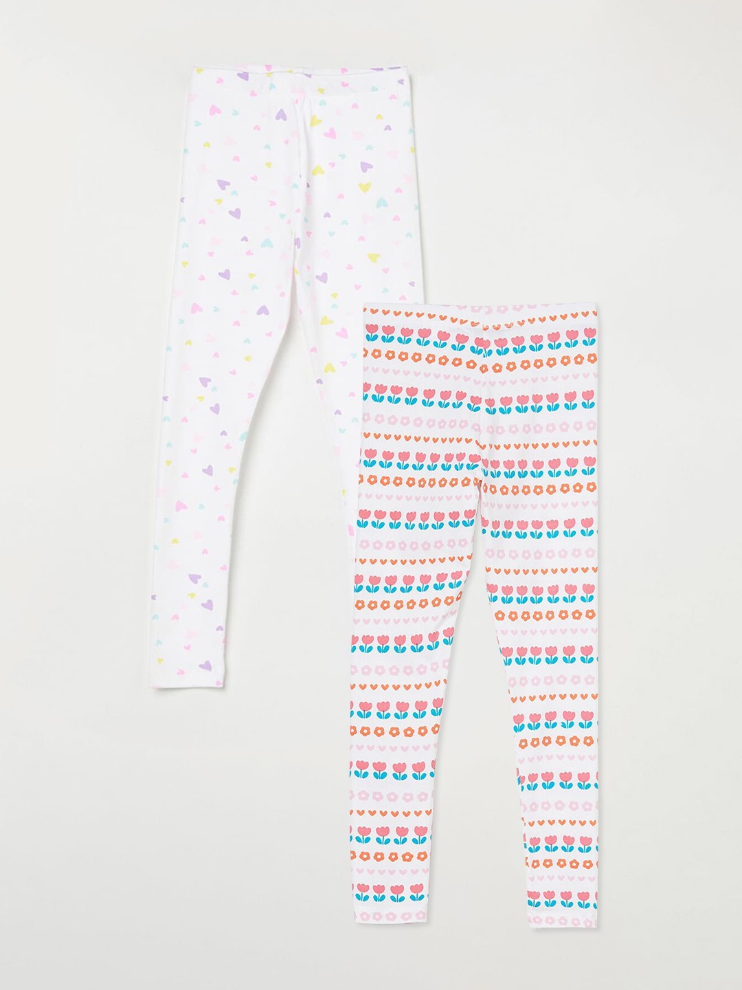 

Fame Forever by Lifestyle Girls Pack Of 2 Printed Ankle Length Leggings, White