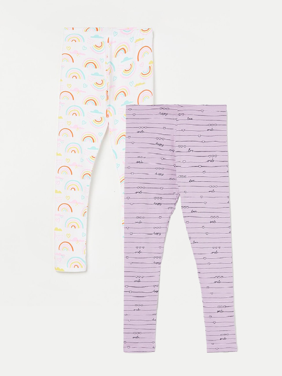 

Fame Forever by Lifestyle Girls Pack Of 2 Printed Ankle Length Leggings, Purple