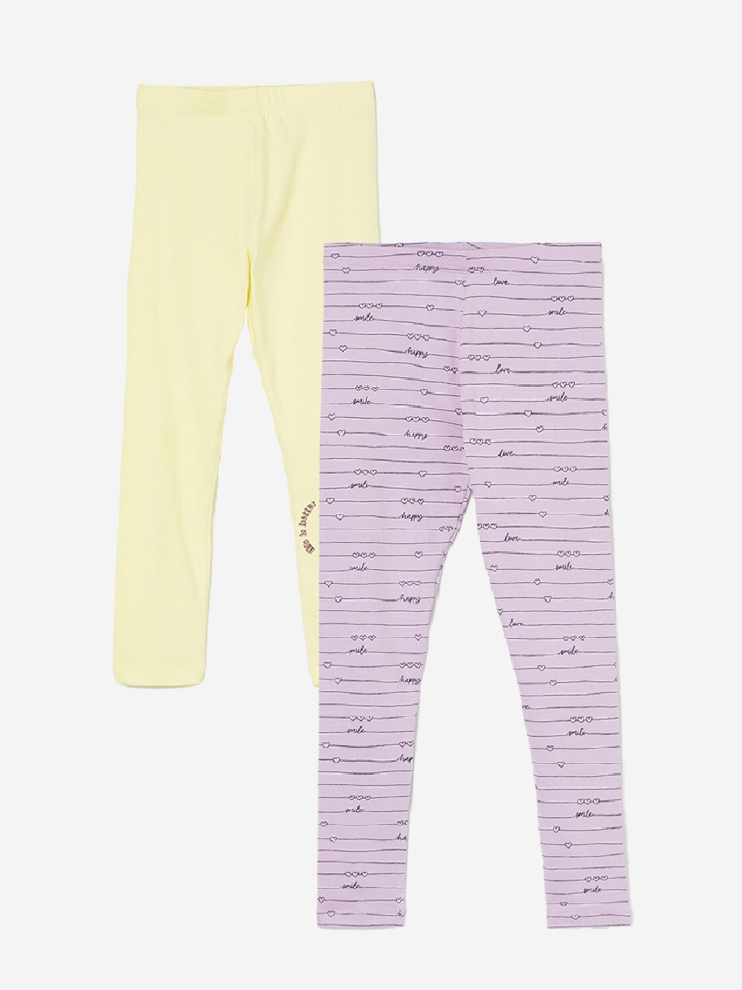 

Fame Forever by Lifestyle Girls Pack Of 2 Printed Ankle Length Leggings, Purple