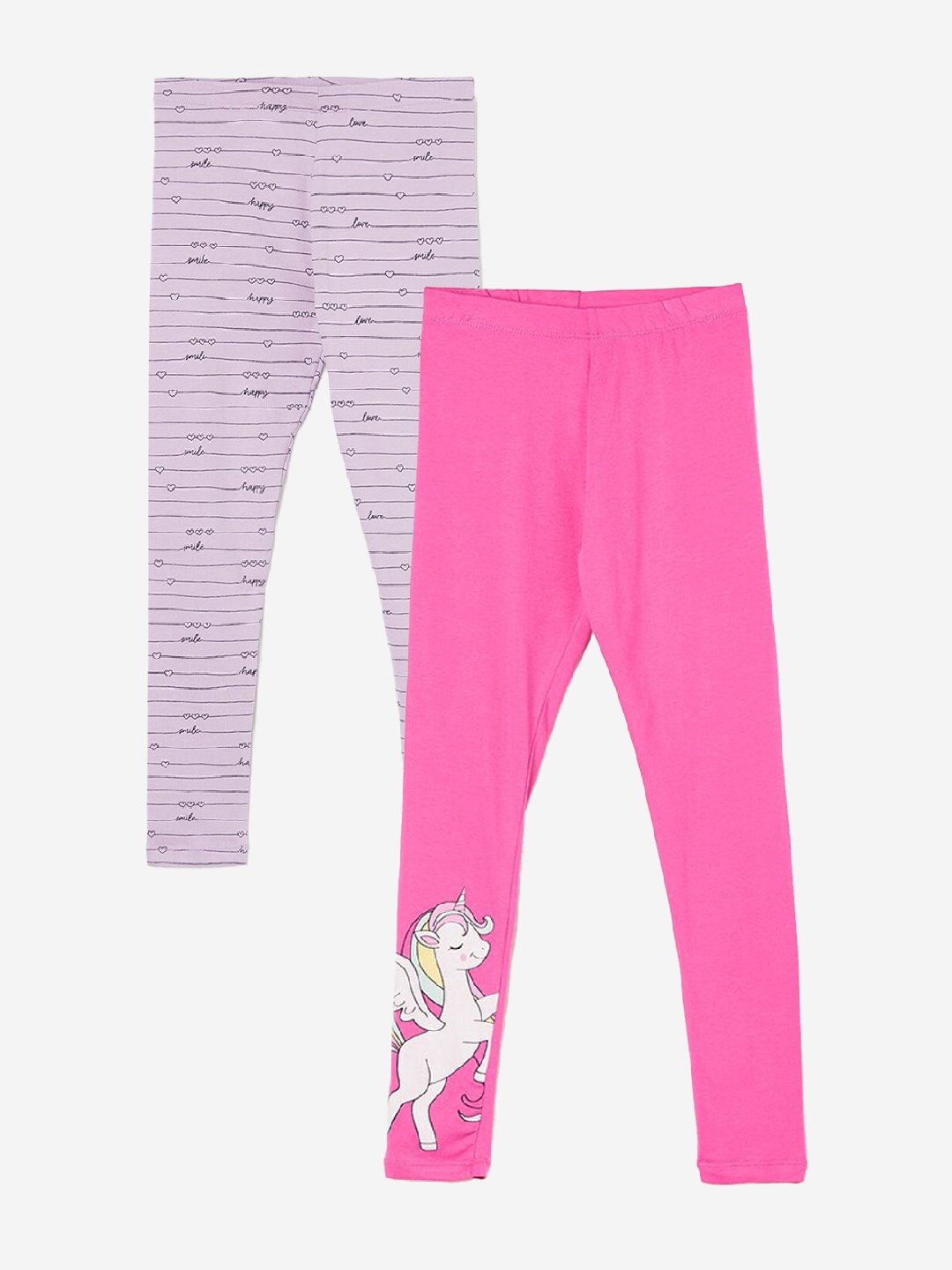 

Fame Forever by Lifestyle Girls Pack Of 2 Printed Ankle Length Leggings, Pink