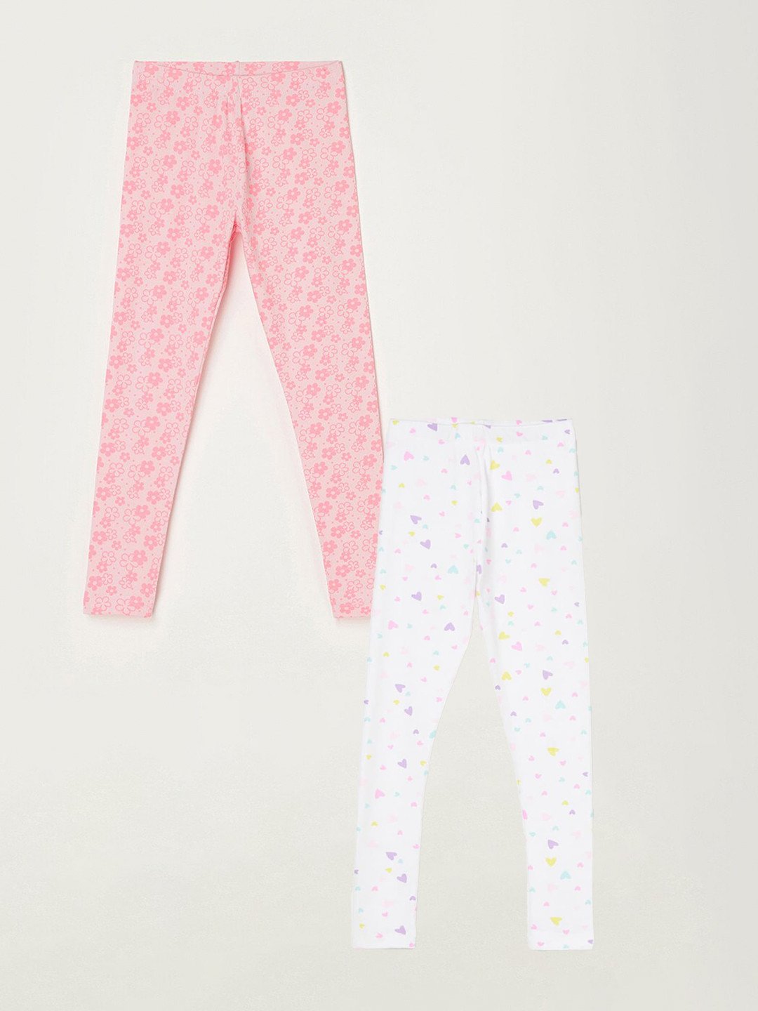 

Fame Forever by Lifestyle Girls Pack Of 2 Printed Ankle Length Leggings, White