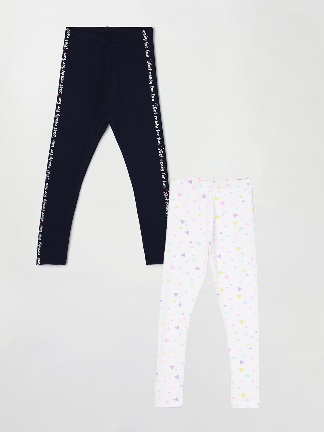 

Fame Forever by Lifestyle Girls Pack Of 2 Printed Ankle Length Leggings, White