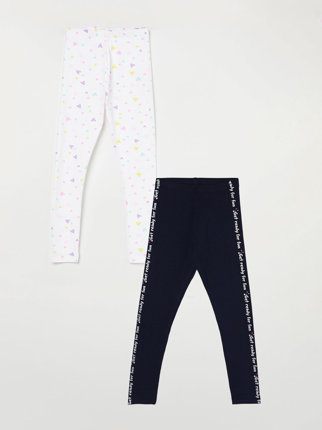 

Fame Forever by Lifestyle Girls Pack Of 2 Printed Ankle Length Leggings, White