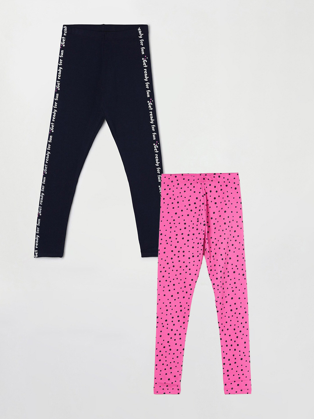 

Fame Forever by Lifestyle Girls Pack Of 2 Printed Ankle Length Leggings, Pink