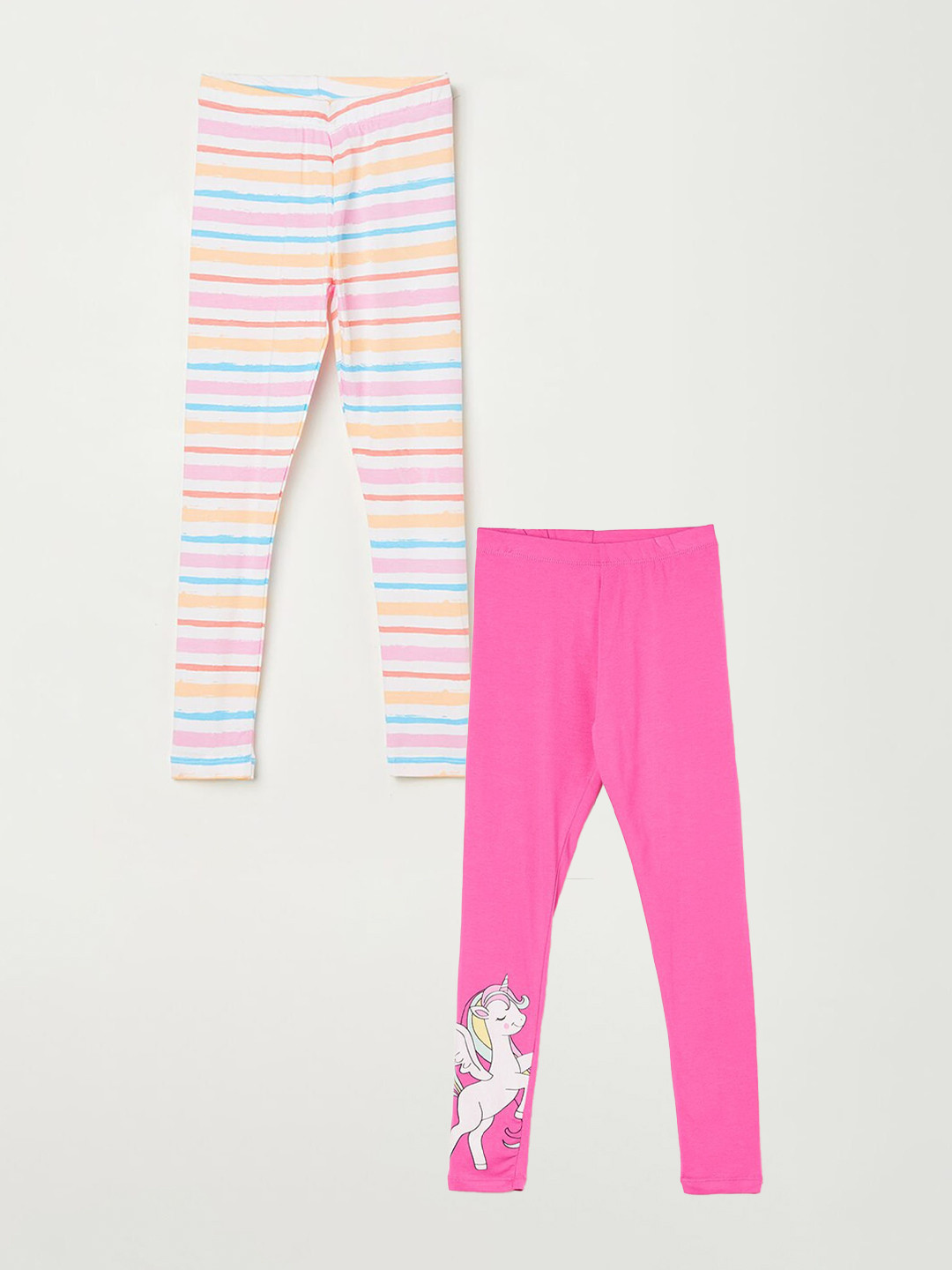 

Fame Forever by Lifestyle Girls Pack Of 2 Printed Ankle Length Leggings, Pink