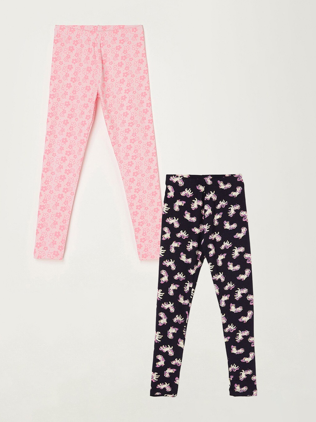

Fame Forever by Lifestyle Girls Pack Of 2 Printed Ankle Length Leggings, Navy blue