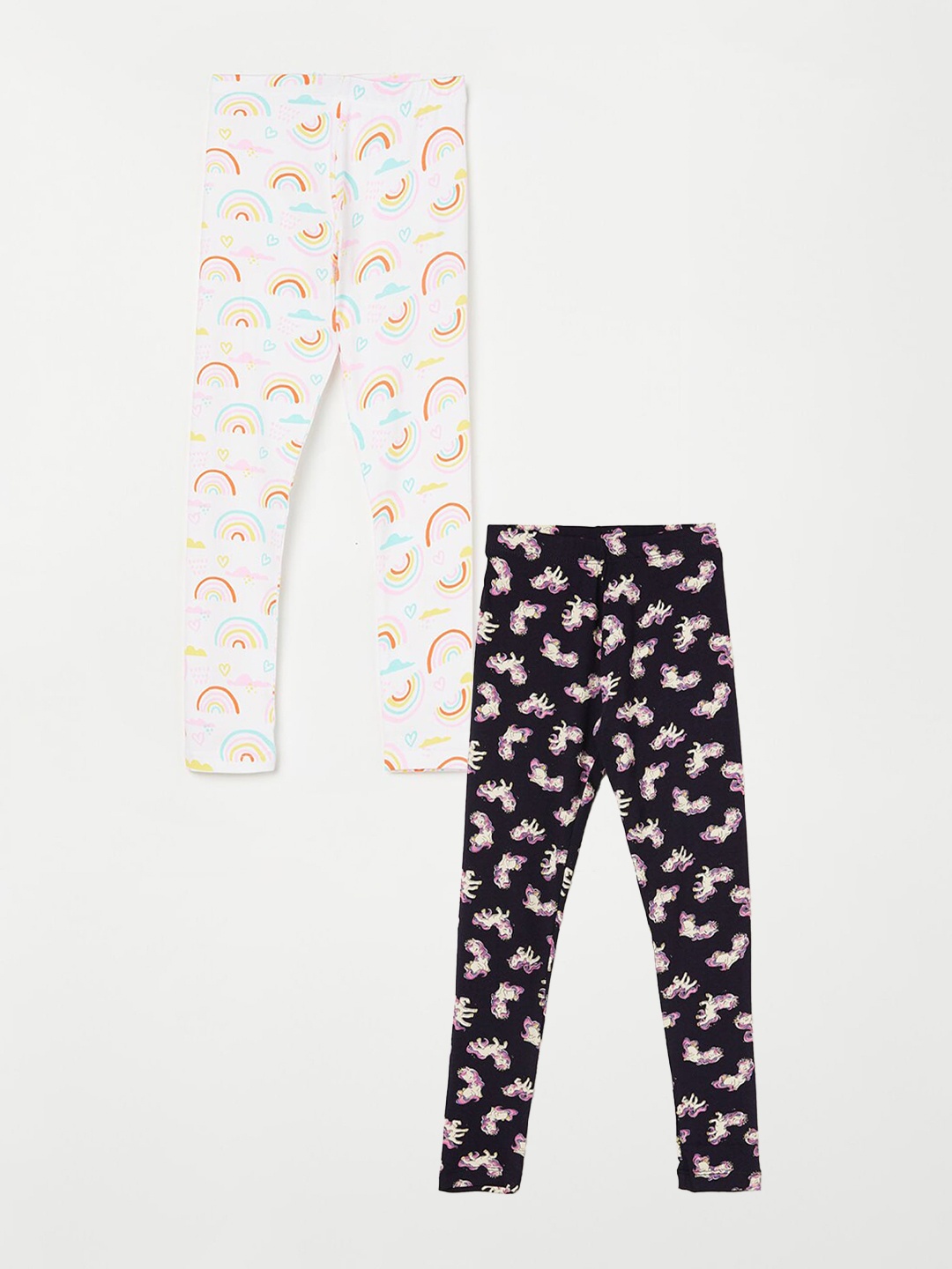 

Fame Forever by Lifestyle Girls Pack Of 2 Printed Ankle Length Leggings, Navy blue