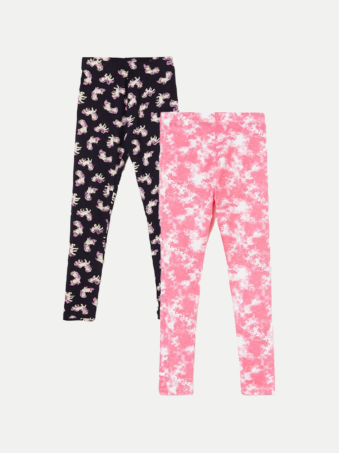 

Fame Forever by Lifestyle Girls Pack Of 2 Printed Ankle Length Leggings, White