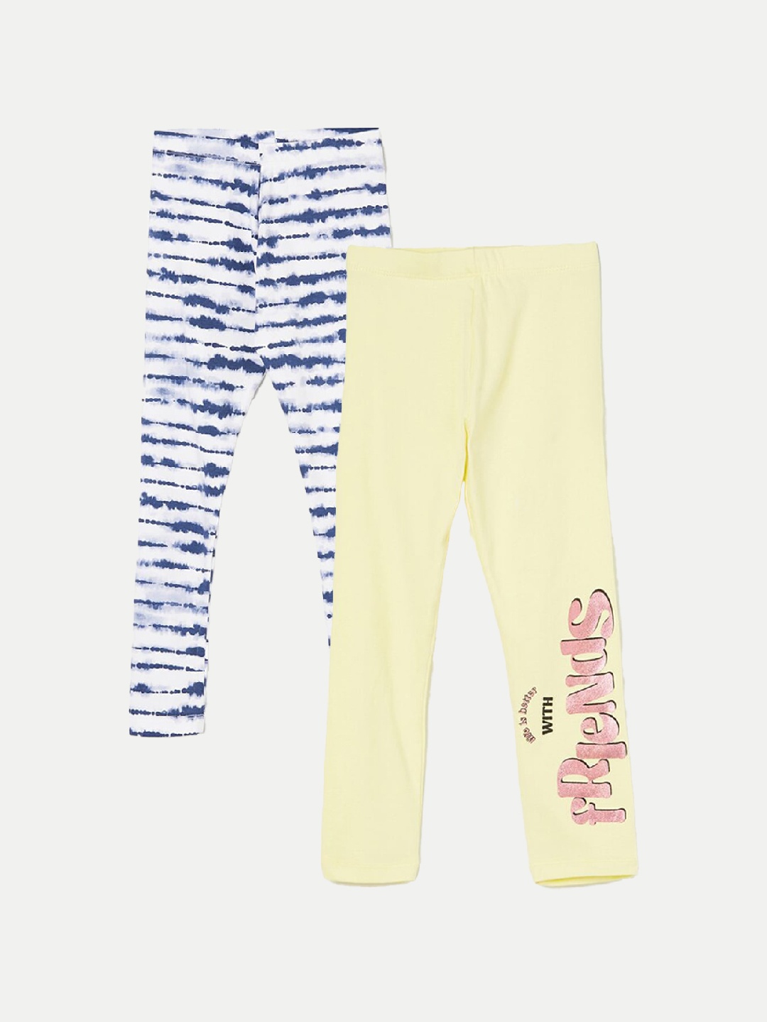 

Fame Forever by Lifestyle Girls Pack Of 2 Printed Ankle Length Leggings, Yellow