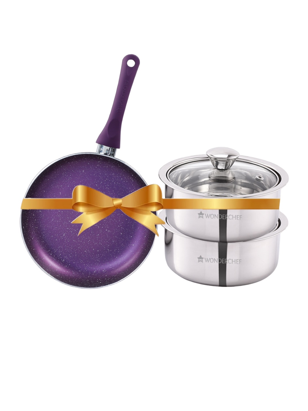 

Wonderchef Orchid 3-Pcs Purple Frying Pan With Serving Casseroles