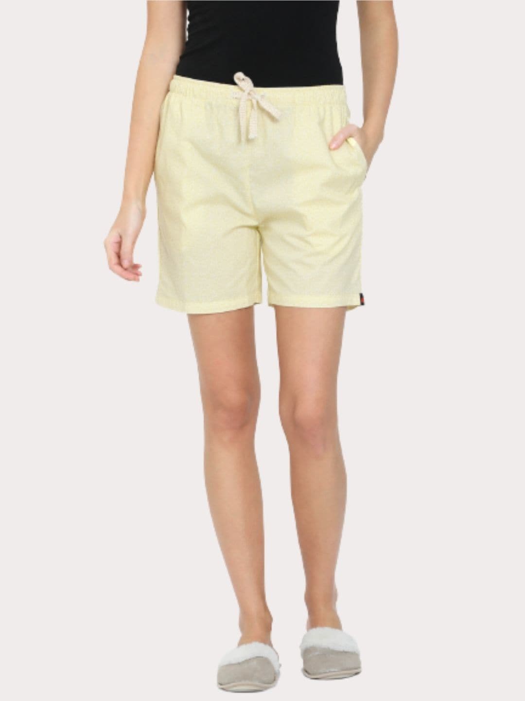 

Bareblow Women Mid Rise Cotton Cambric Regular Shorts, Yellow