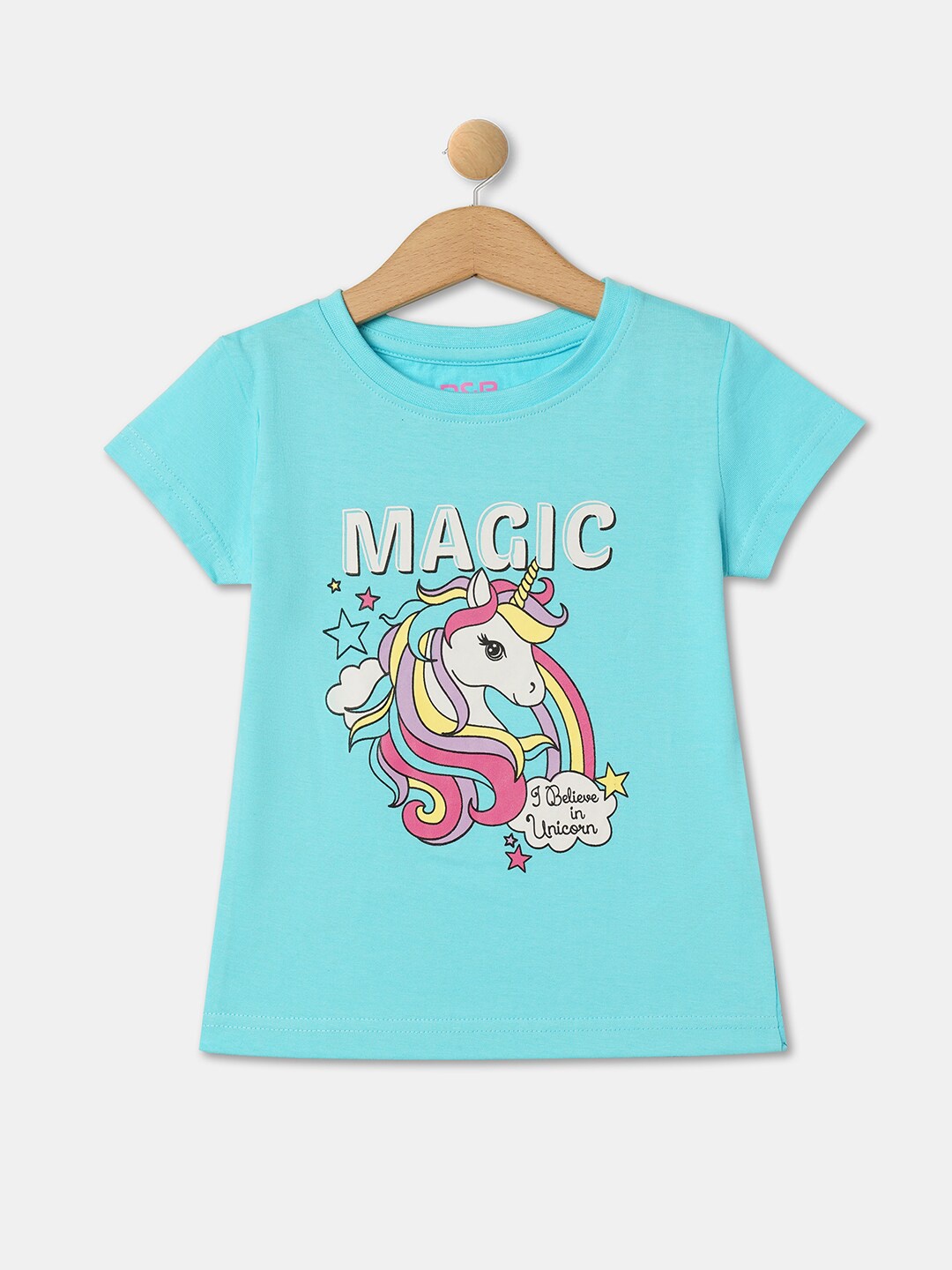 

R&B Girls Graphic Printed Cotton T-shirt, Blue
