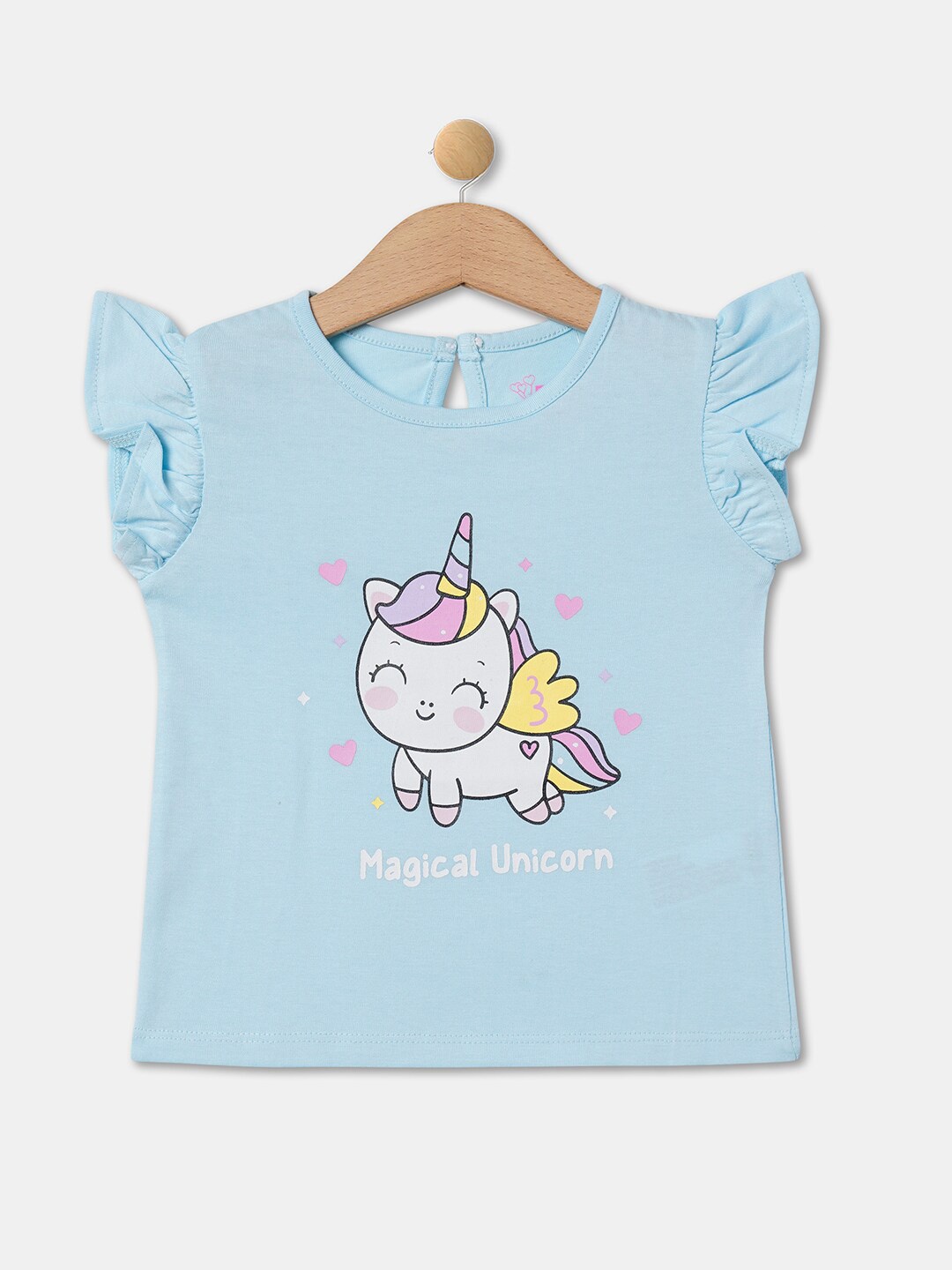 

R&B Infant Girls Graphic Printed Cotton T-shirt, Blue