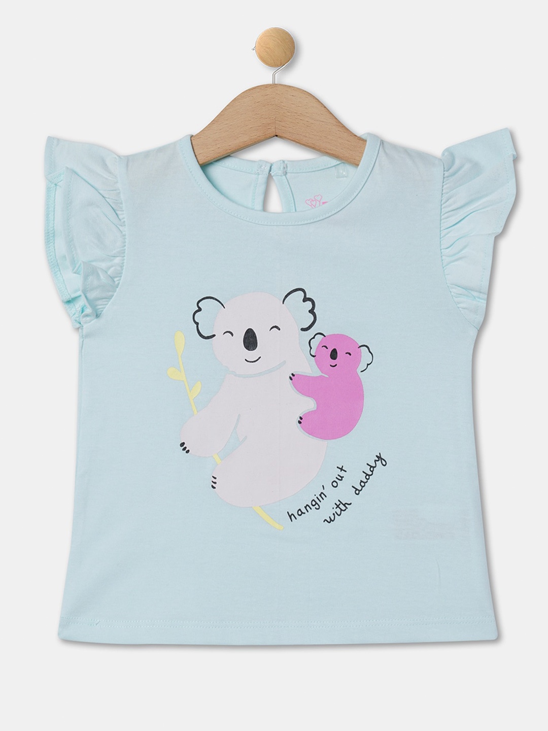 

R&B Infant Girls Graphic Printed Cotton T-shirt, Blue