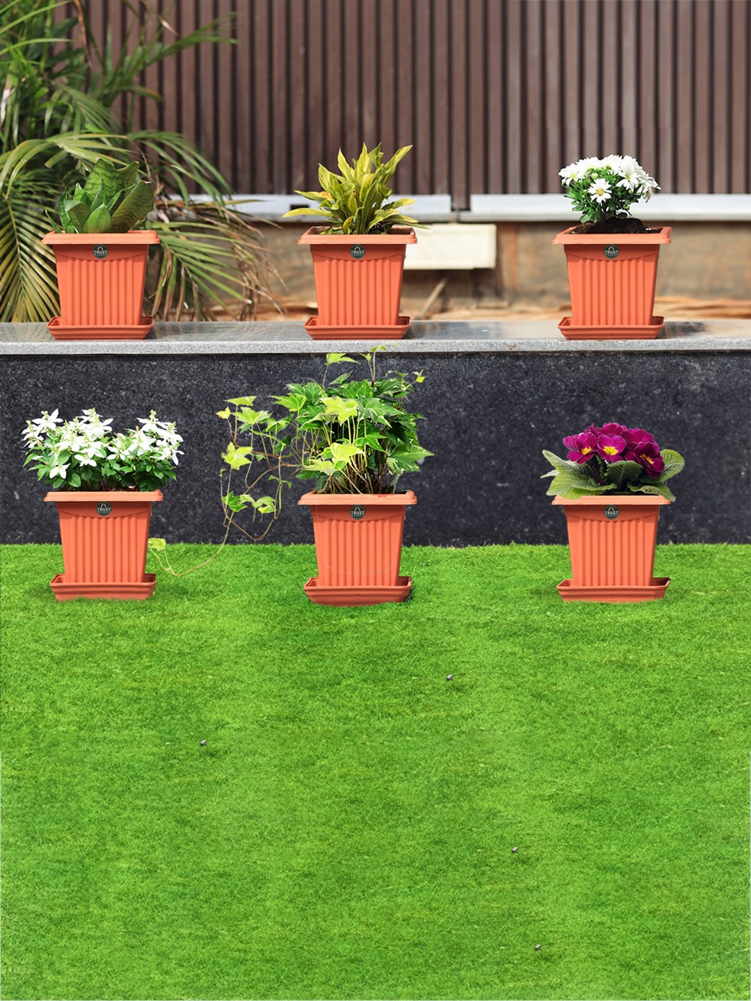 

TRUSTBASKET Brown 3 Pieces Square Planters