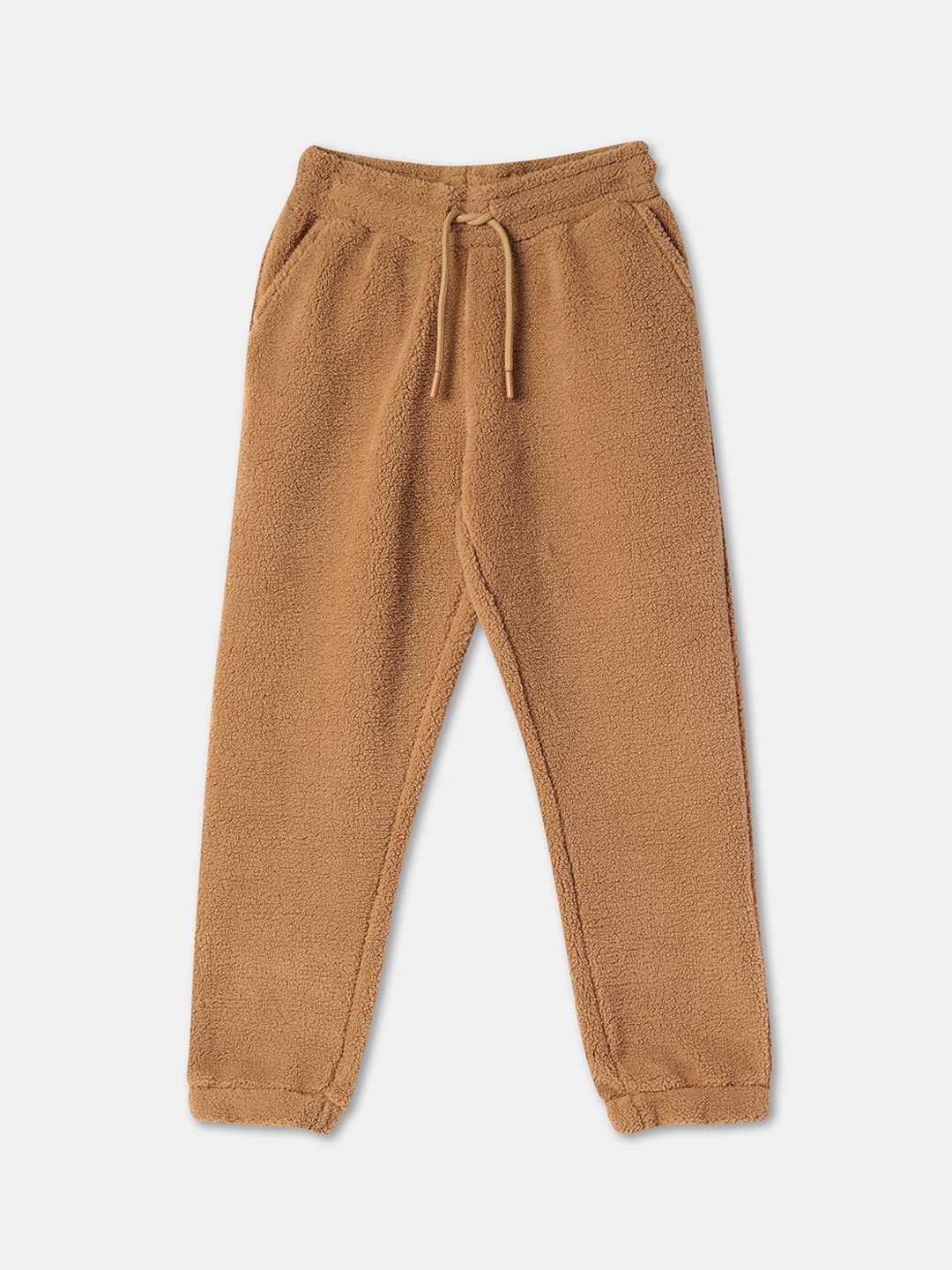 

R&B Girls Cotton Mid-Rise Joggers, Beige