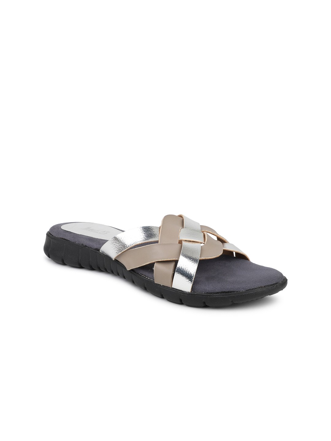 

Inc 5 Colourblocked Open Toe Flats, Silver