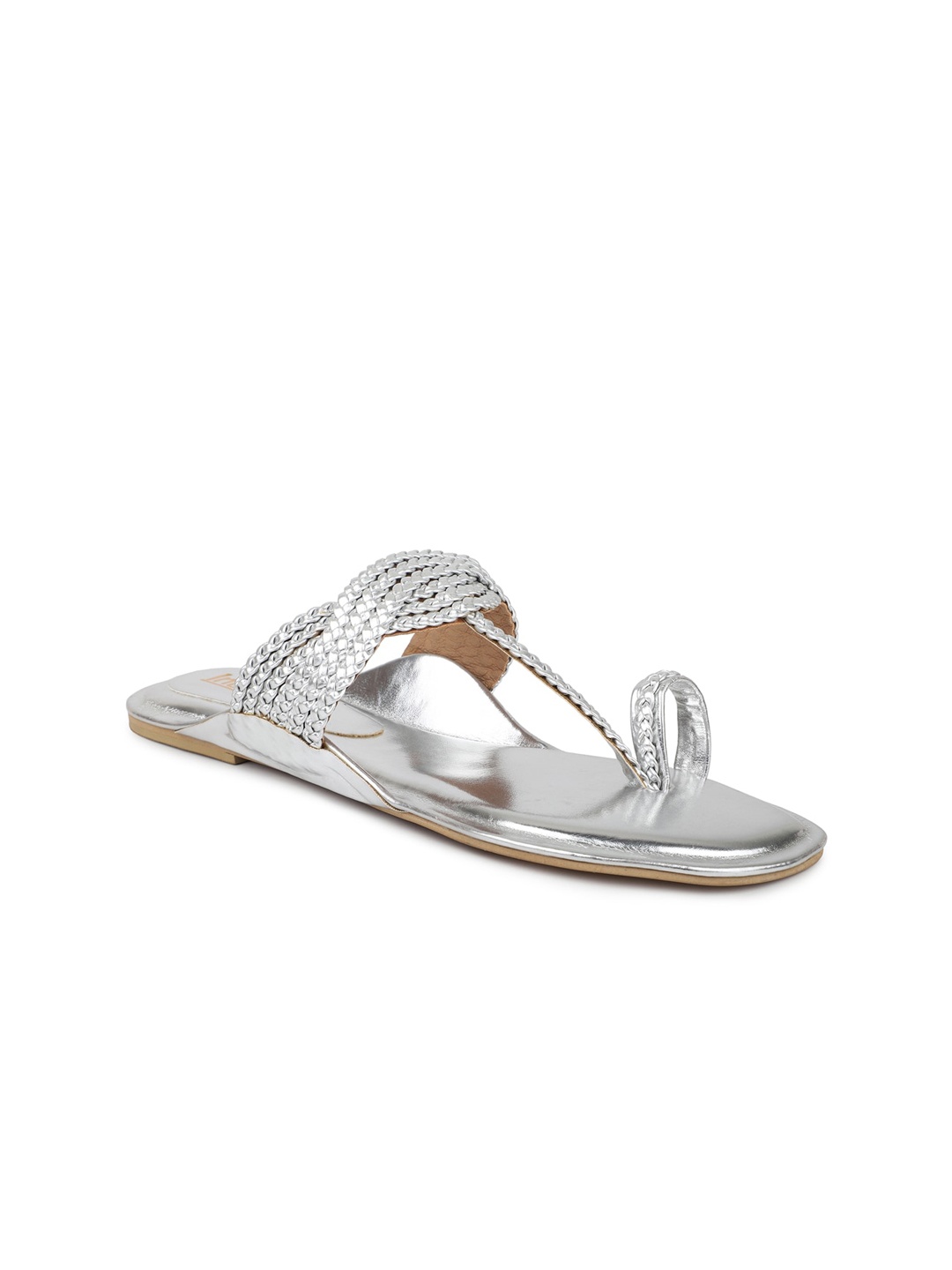 

Inc 5 Ethnic Braided One Toe Flats, Silver