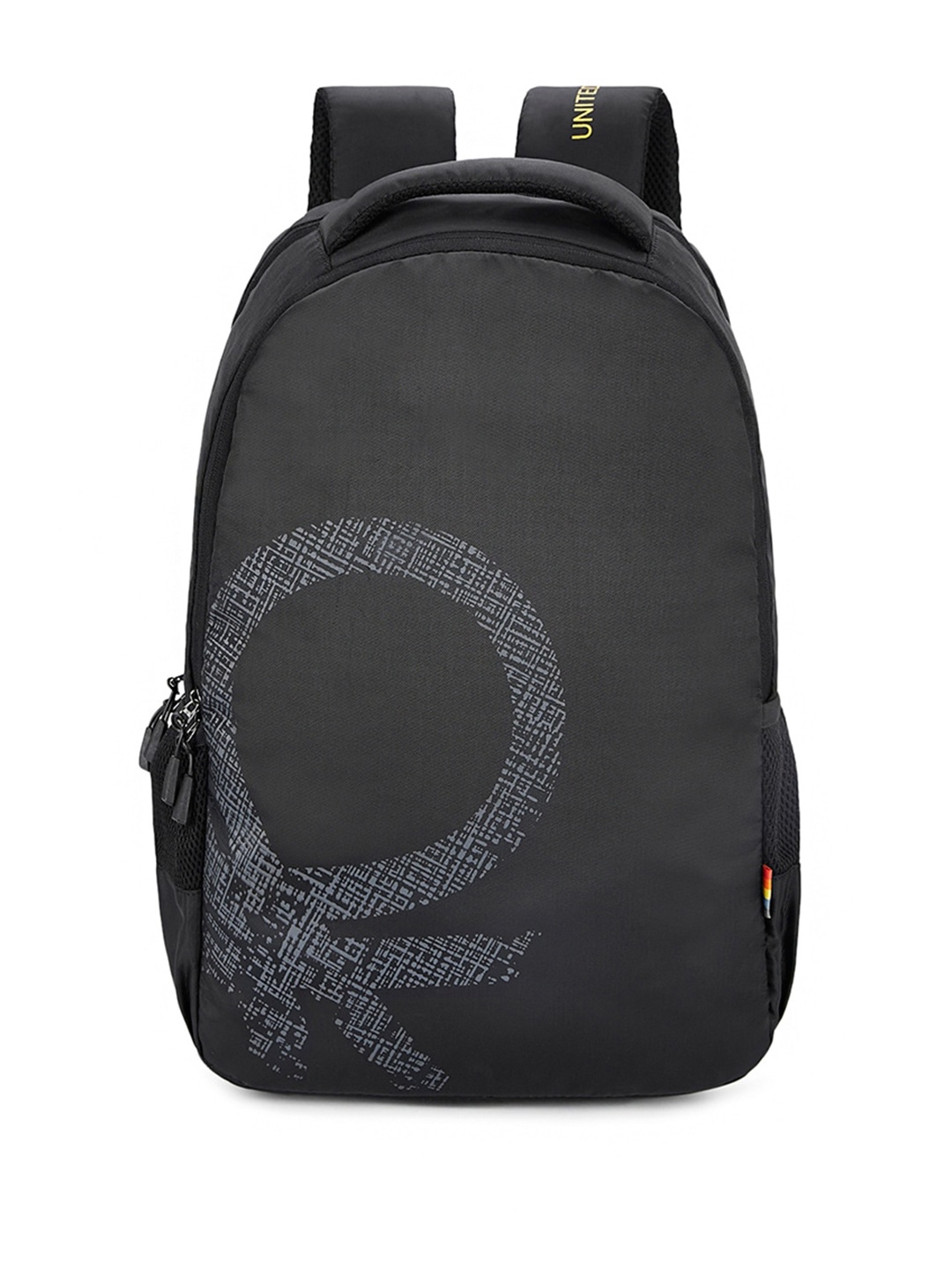 

United Colors of Benetton Unisex Graphic Water Resistant 14 Inch Laptop Backpack, Black