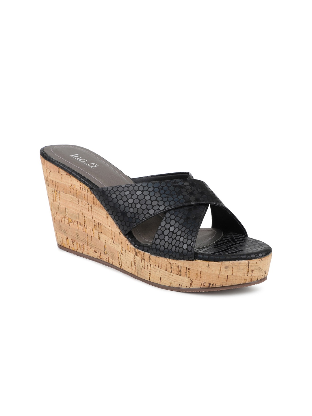 

Inc 5 Textured Open Toe Party Wedges, Black