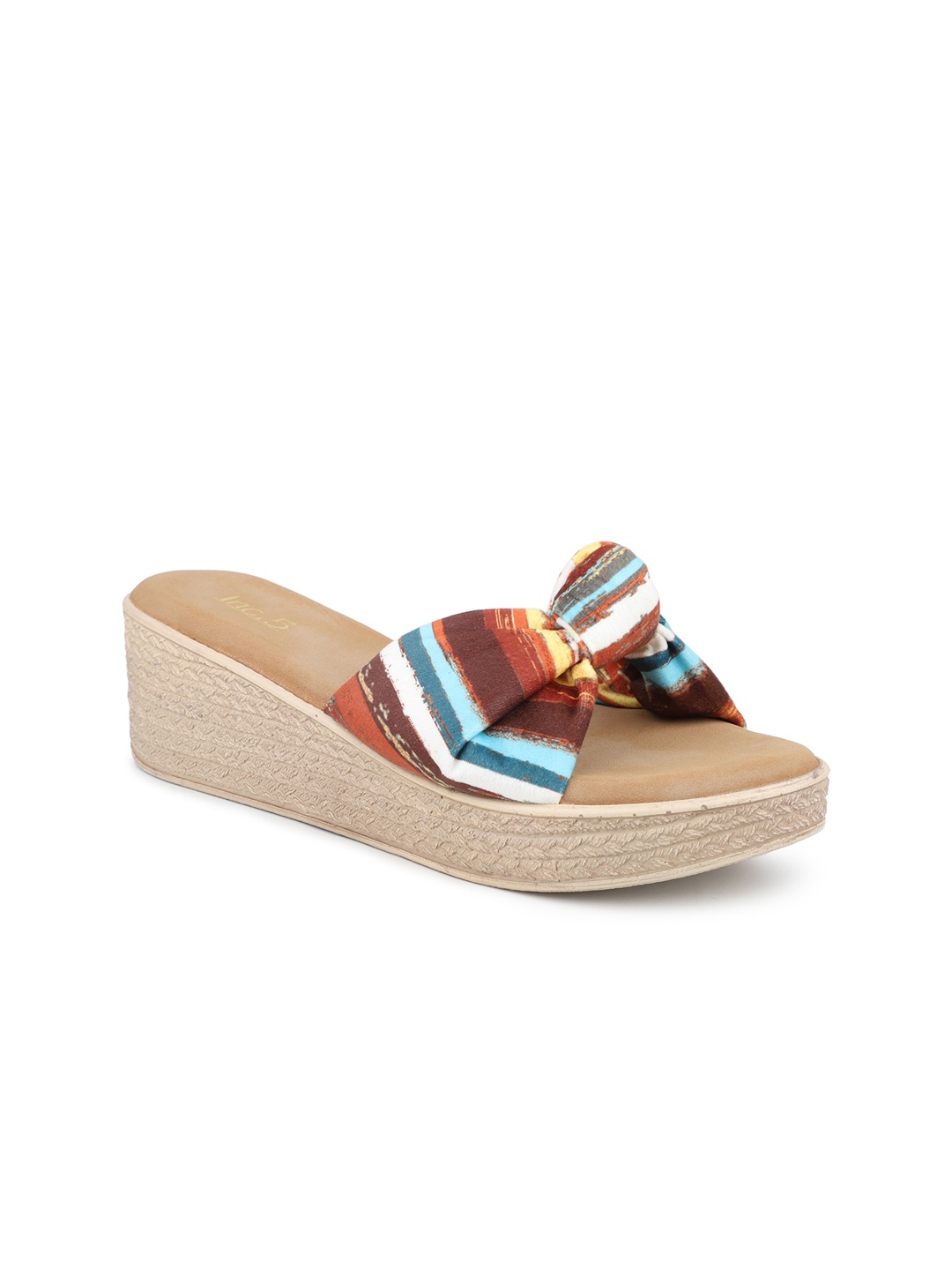 

Inc 5 Printed Open Toe Wedges, Tan