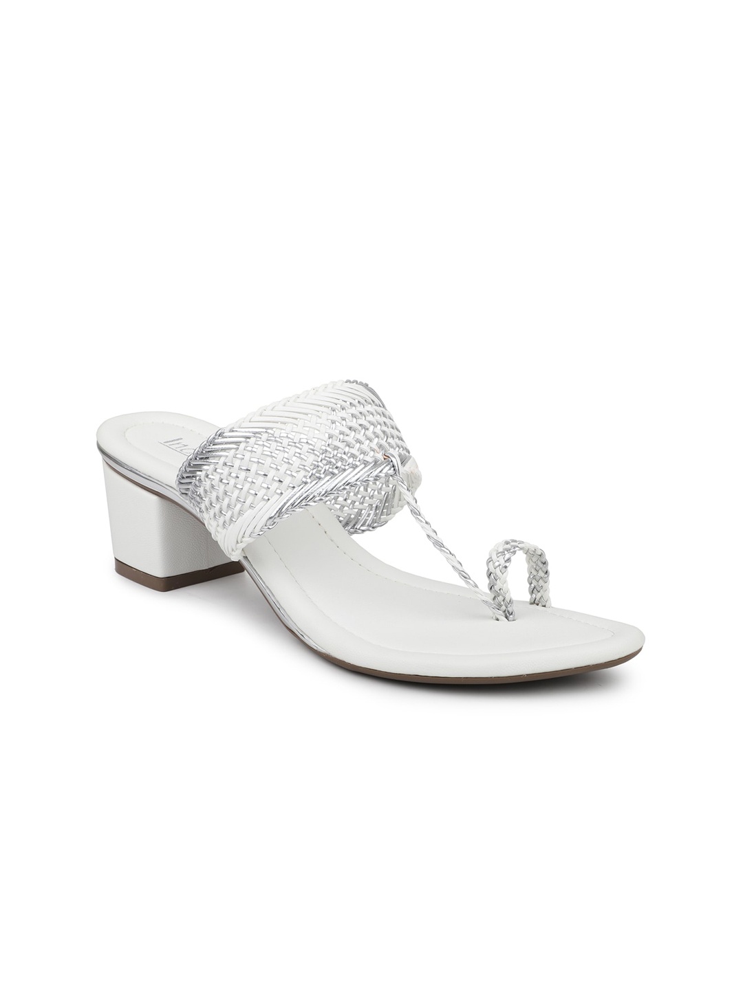 

Inc 5 Ethnic Braided Block Heels, White