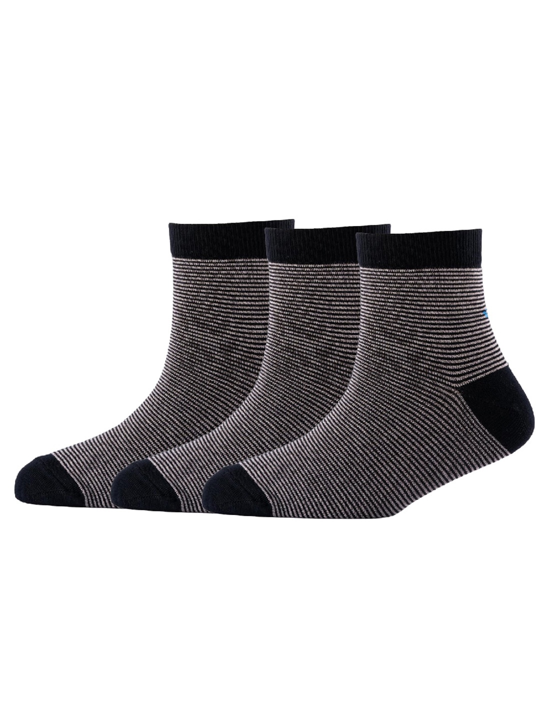 

Cotstyle Men Pack Of 3 Striped Pure Cotton Above Ankle-Length Socks, Black