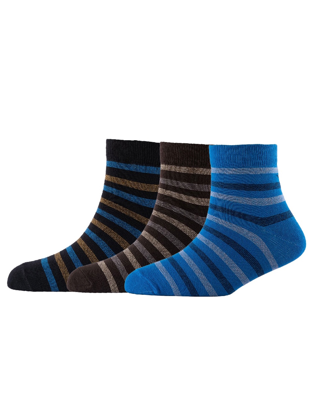 

Cotstyle Men Pack Of 3 Patterned Cotton Calf-Length Socks, Blue