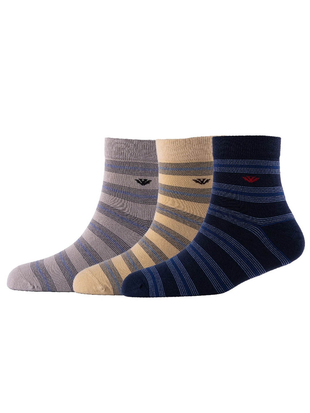 

Cotstyle Men Pack Of 3 Striped Cotton Above Ankle-Length Socks, Black