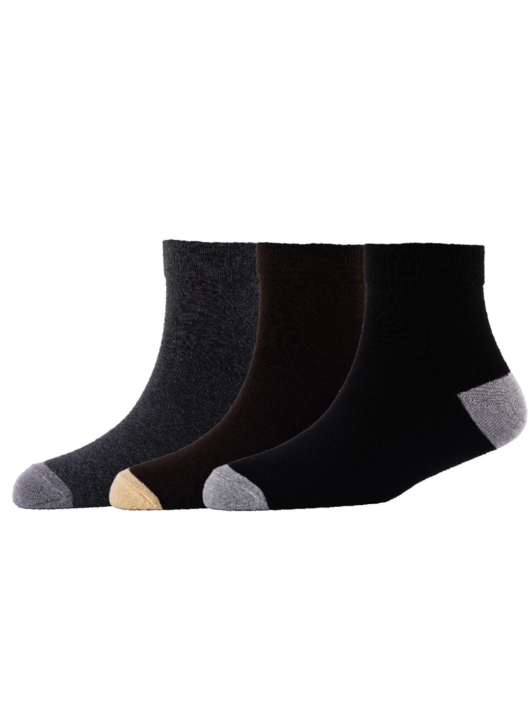 

Cotstyle Men Pack Of 3 Cotton Ankle-Length Socks, Black