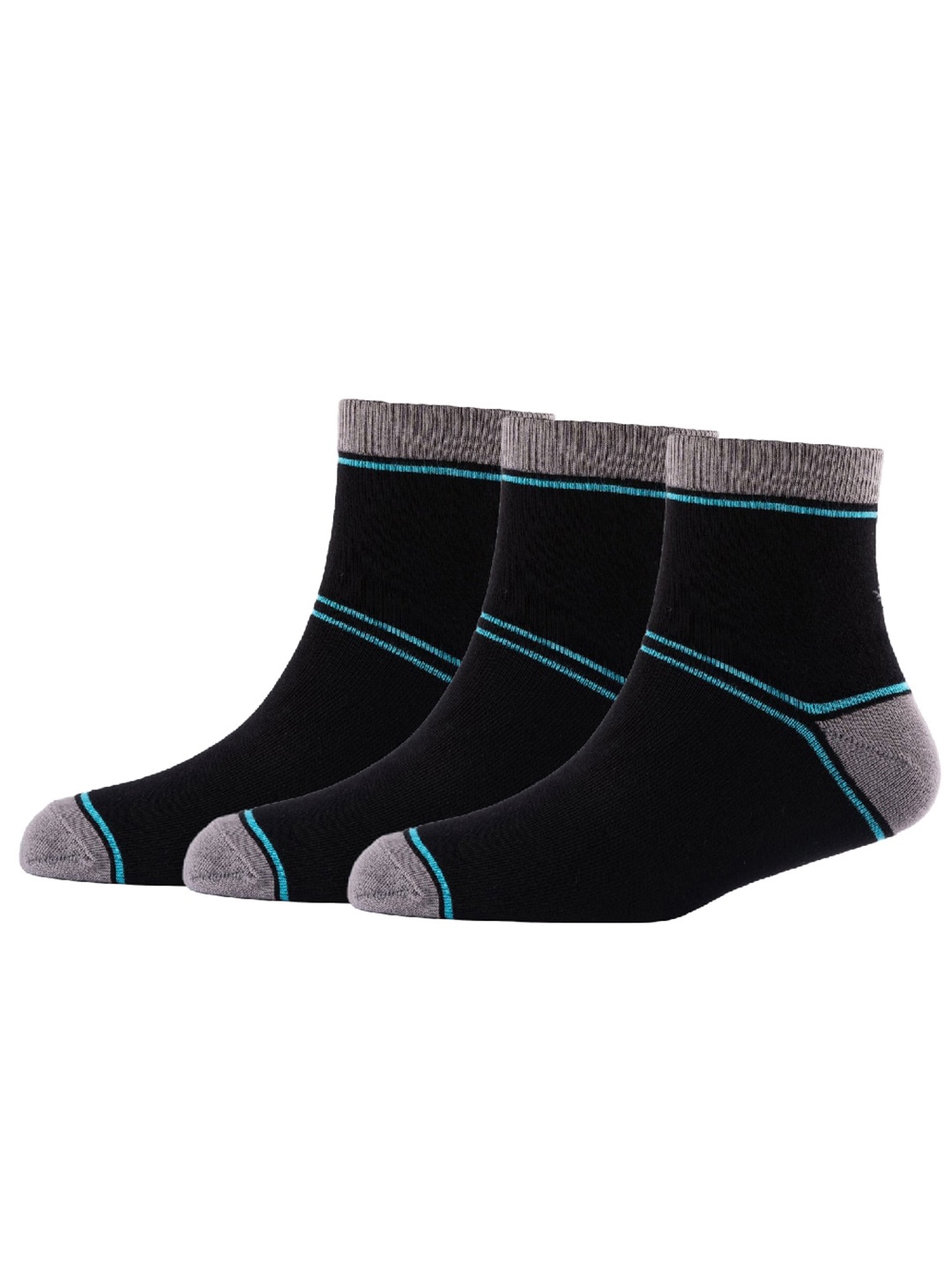 

Cotstyle Men Pack Of 3 Patterned Organic Cotton Above Ankle-Length Socks, Black