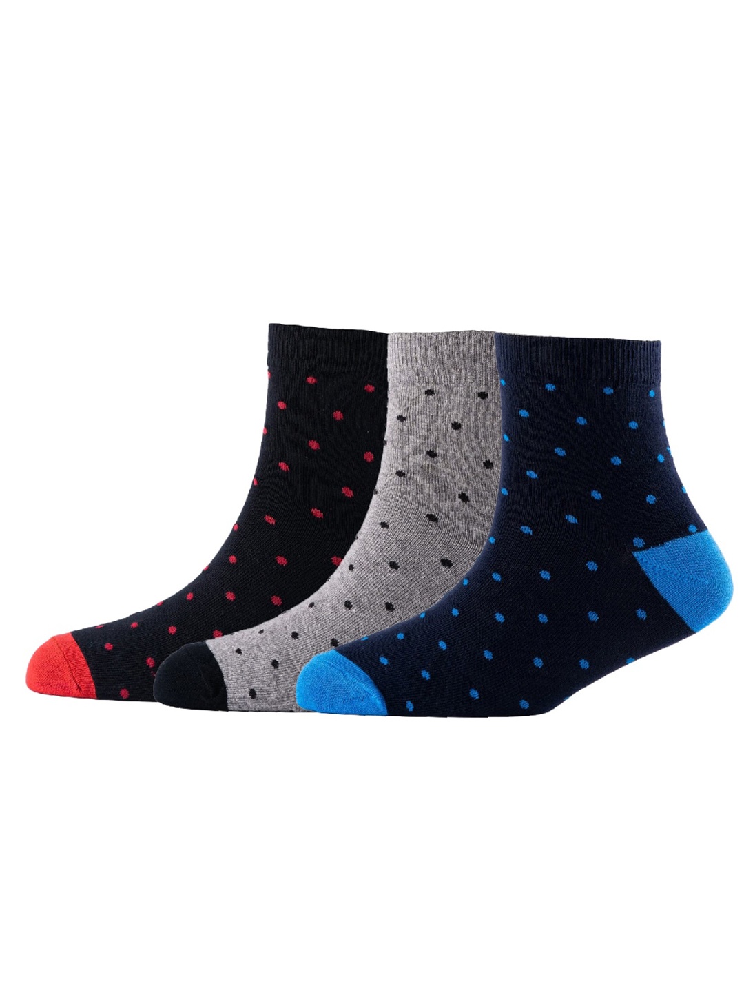 

Cotstyle Men Pack Of 3 Patterned Pure Cotton Above Ankle Length Socks, Black