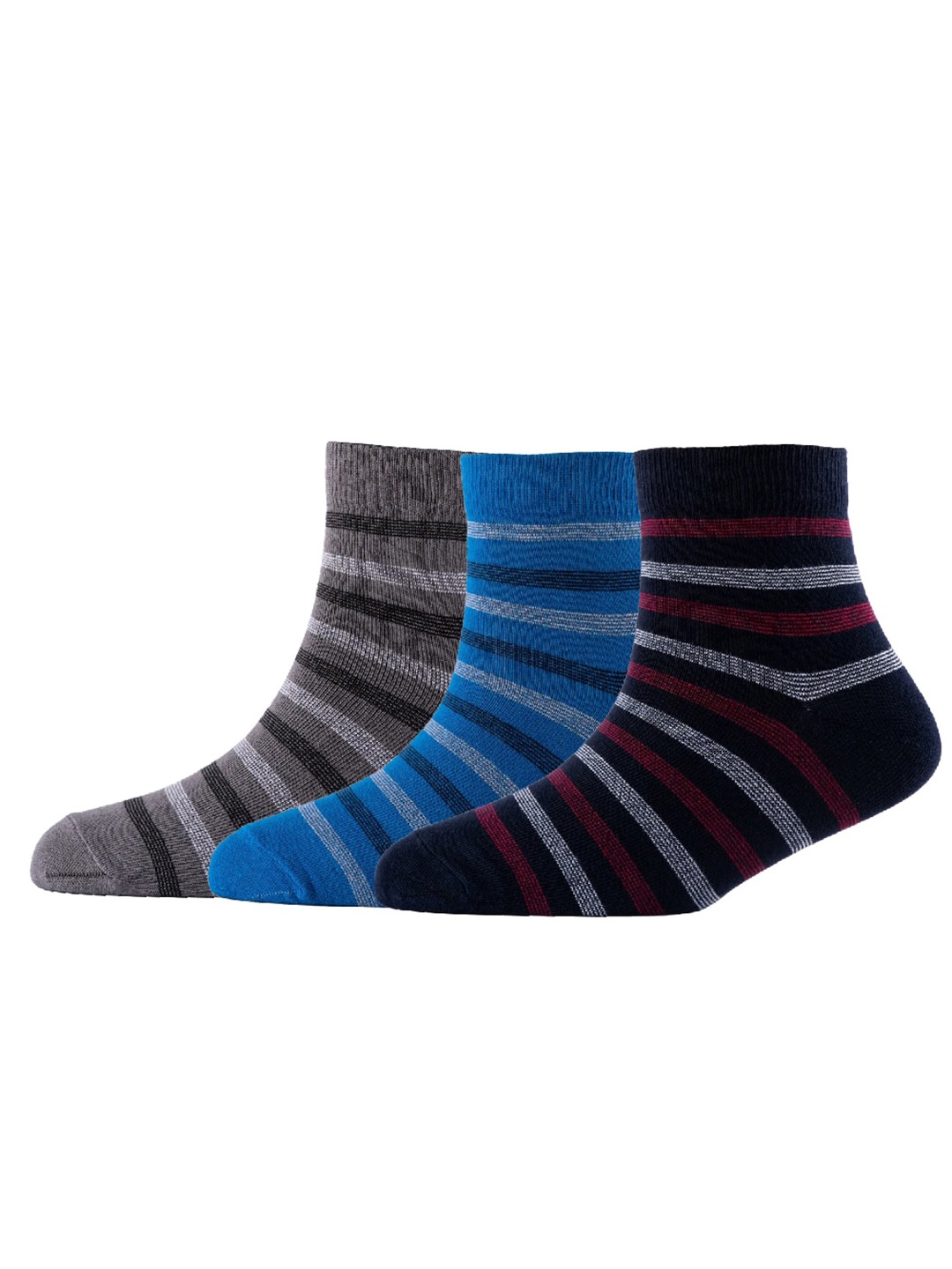 

Cotstyle Men Pack Of 3 Patterned Pure Cotton Above Ankle Length Socks, Black