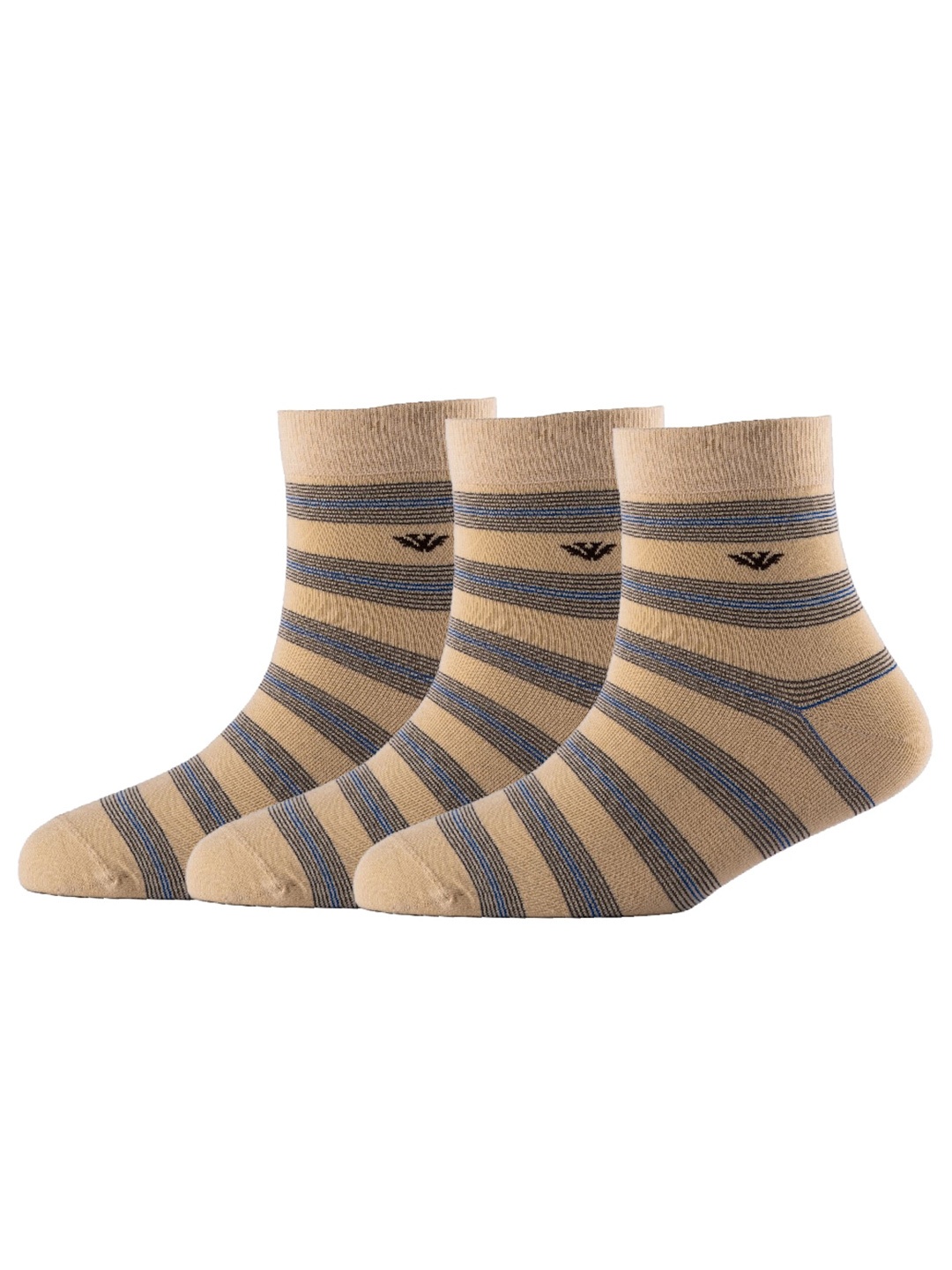 

Cotstyle Pack of 3 Striped Cotton Above Ankle-Length Socks, Beige