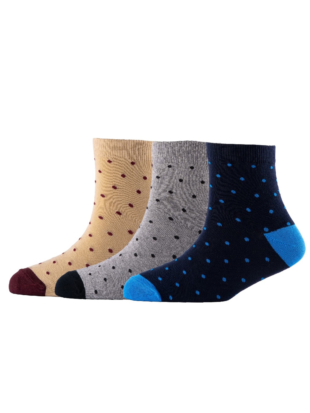 

Cotstyle Men Pack Of 3 Dotted Organic Cotton Above Ankle-Length Socks, Black