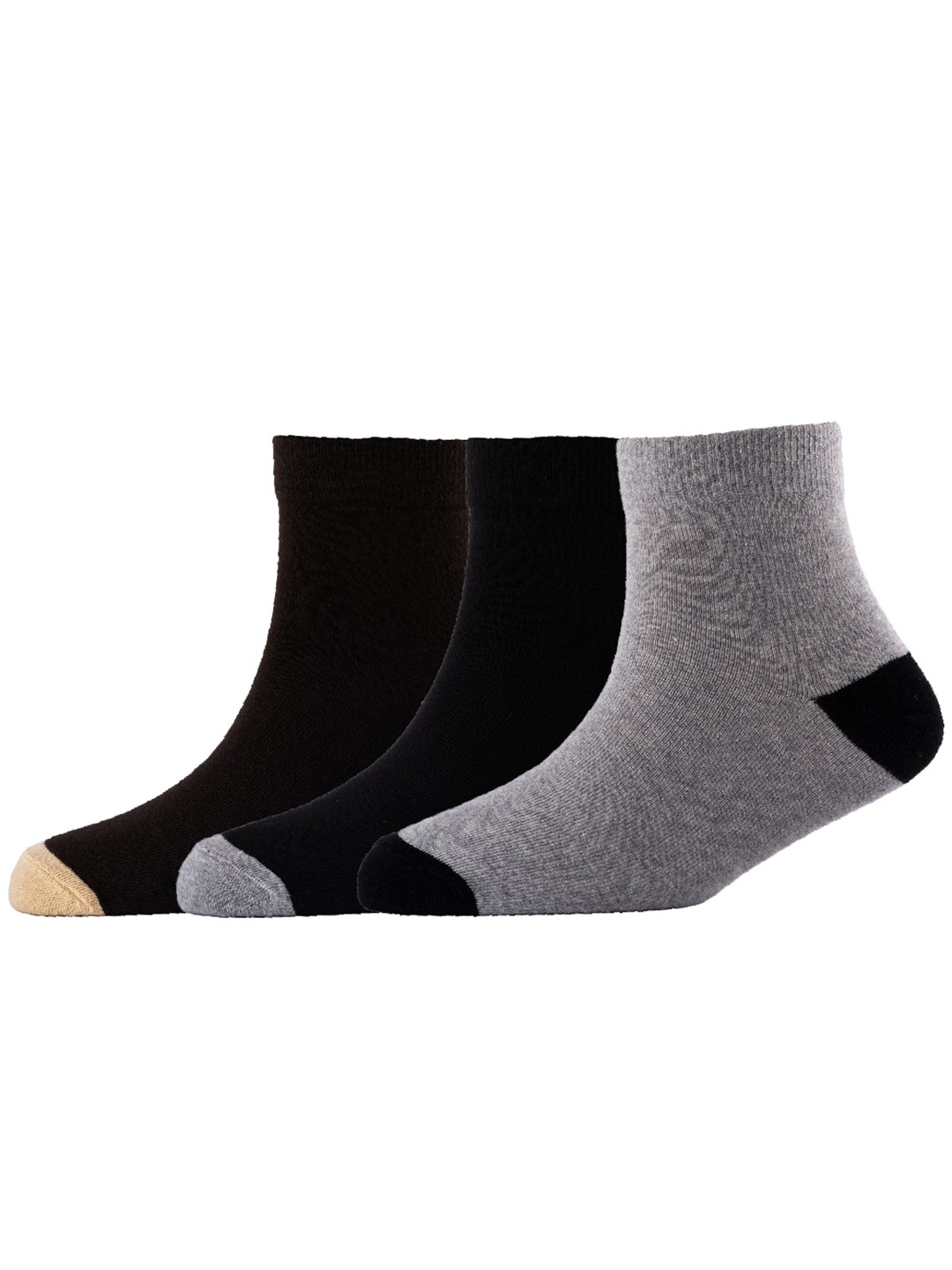 

Cotstyle Men Pack Of 3 Patterned Cotton Above Ankle Length Socks, Black