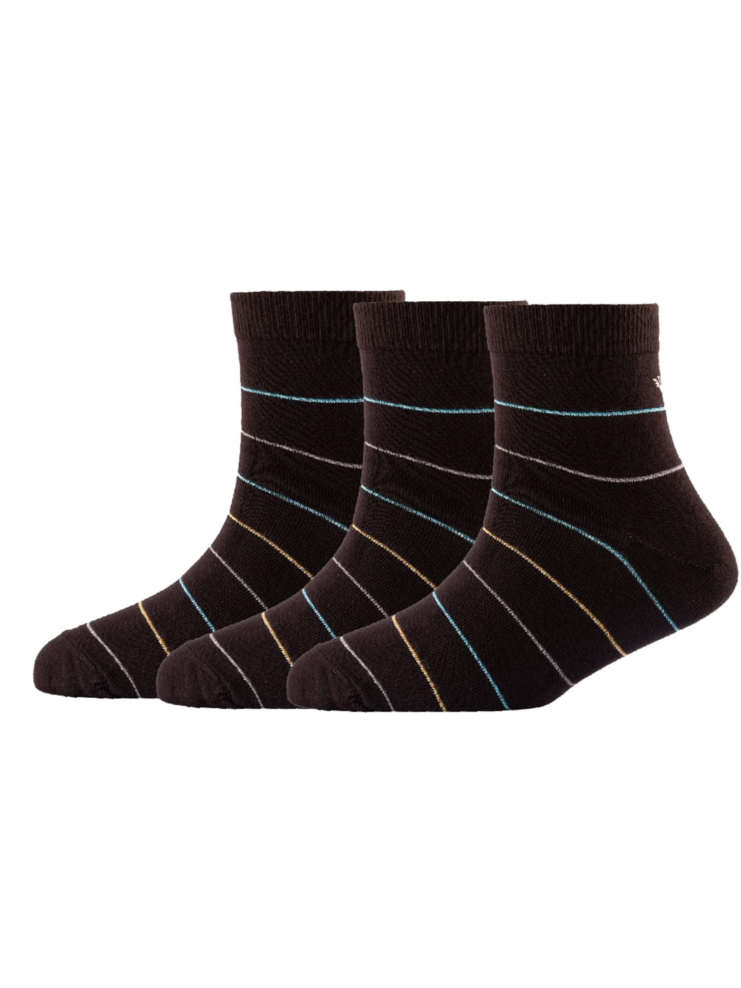 

Cotstyle Men Pack Of 3 striped Cotton Above Ankle-Length Socks, Brown