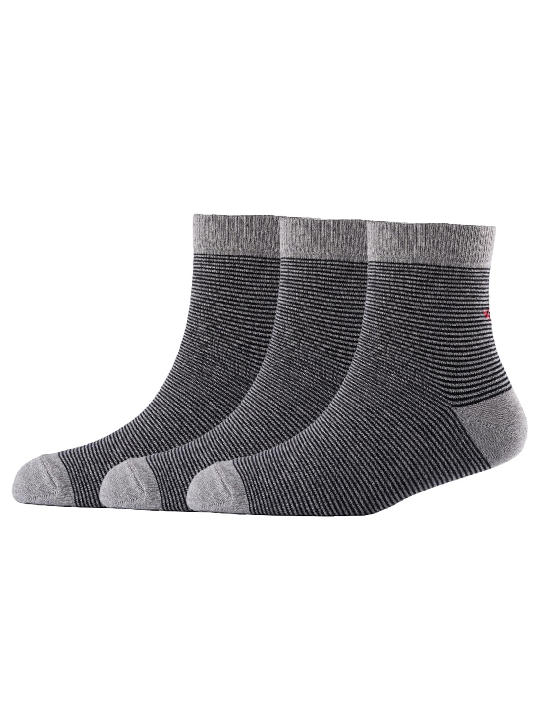 

Cotstyle Men Pack Of 3 Striped Cotton Above Ankle-Length Socks, Charcoal